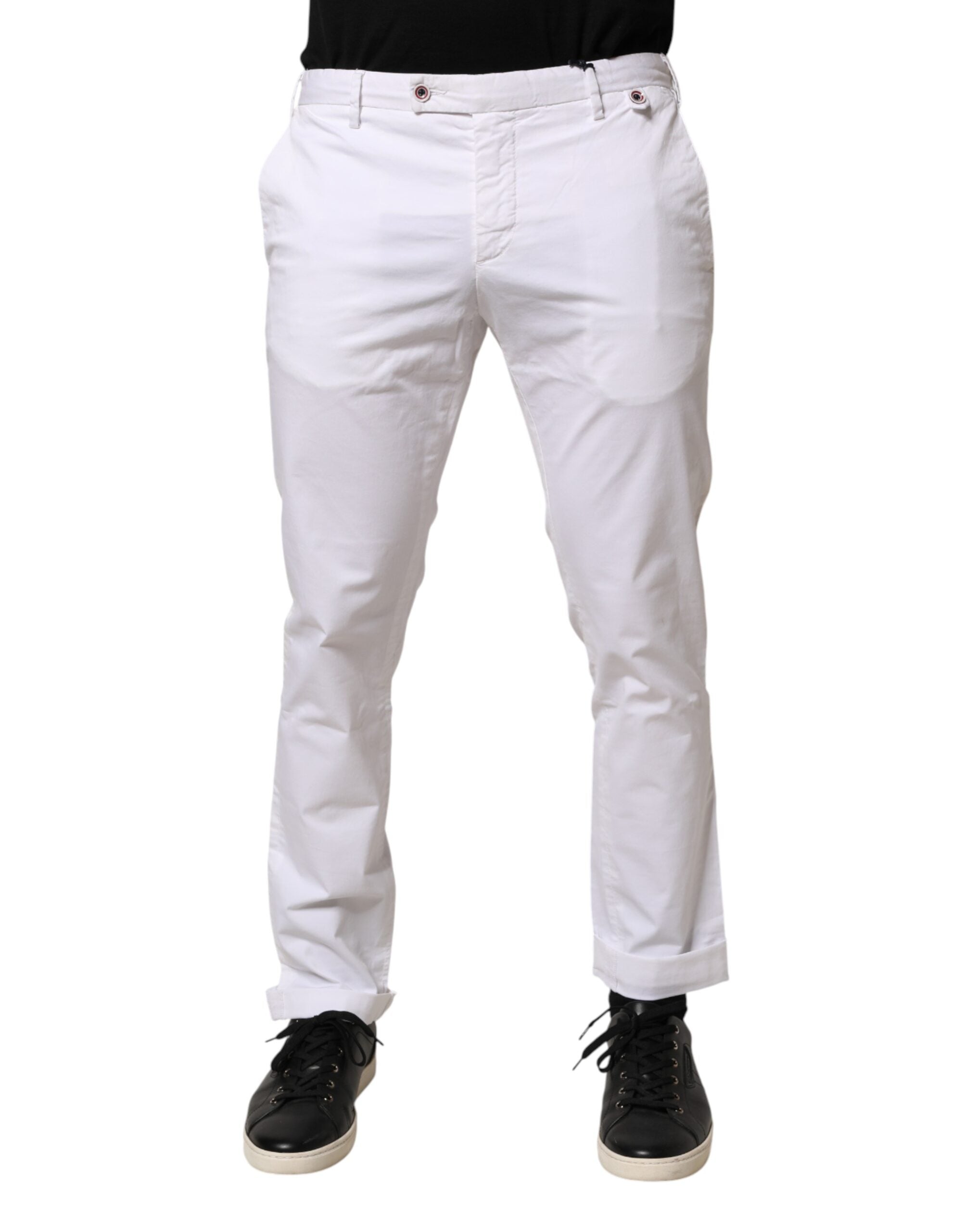 AT.P.CO White Cotton Skinny Fit Mid Waist Denim Trouser Jeans