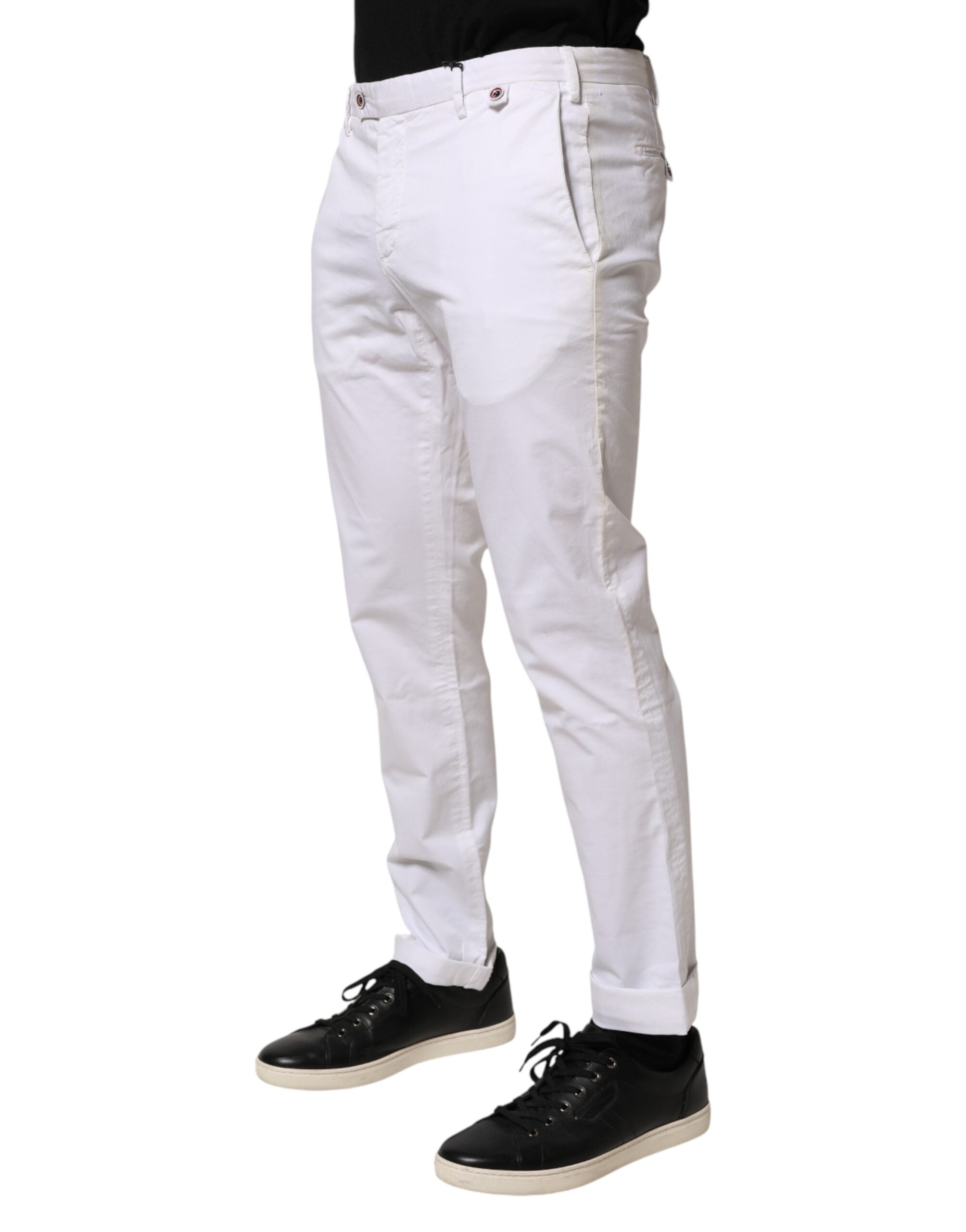 AT.P.CO White Cotton Skinny Fit Mid Waist Denim Trouser Jeans