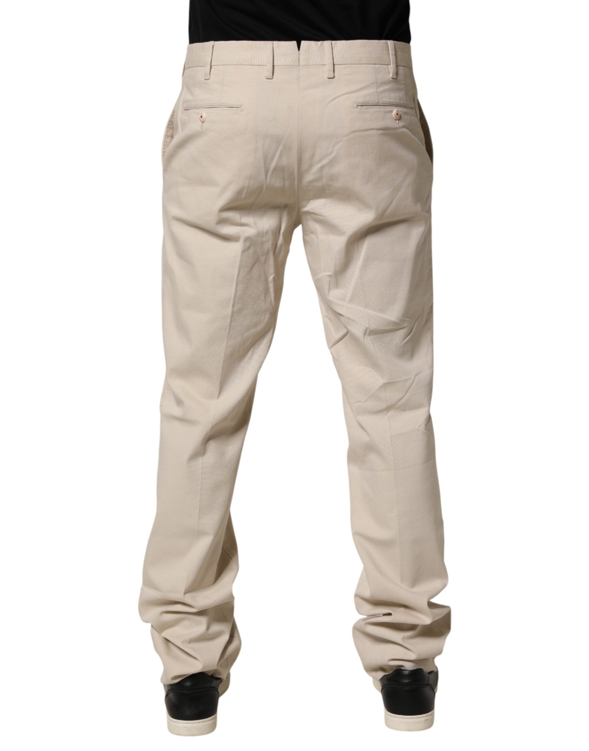 PT01 Beige Men Chino Mid Waist Straight Dress Trouser Pants