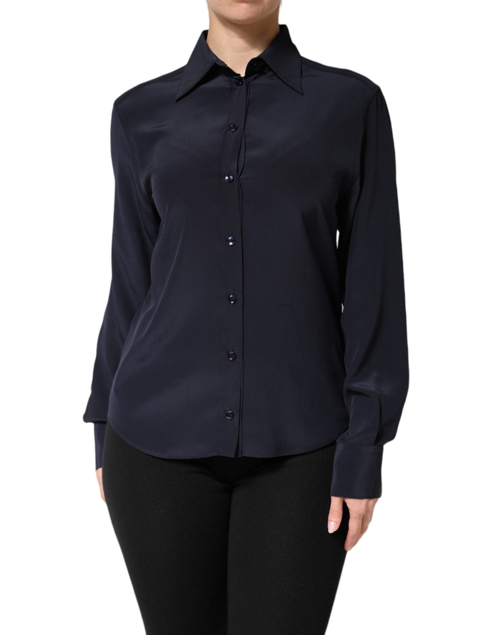 Dolce & Gabbana Blue Collared Long Sleeves Dress Shirt Top