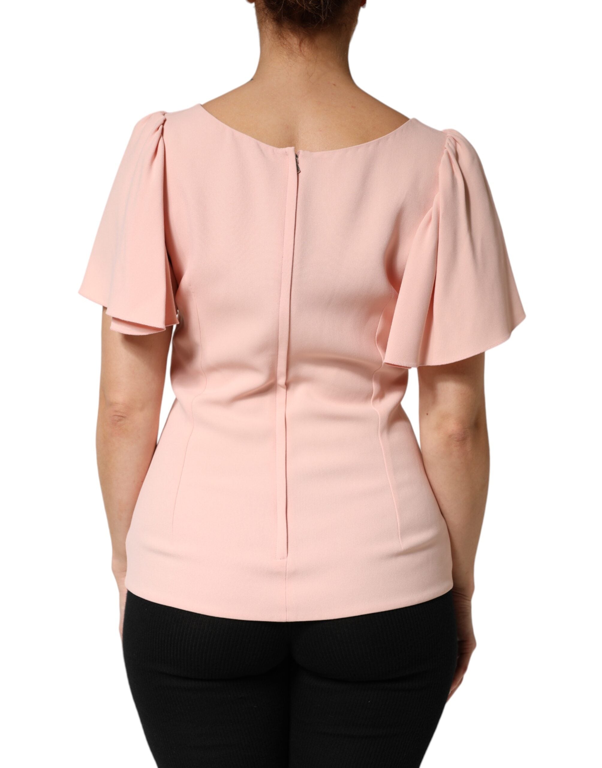 Dolce & Gabbana Pink Short Sleeves Round Neck Blouse Top