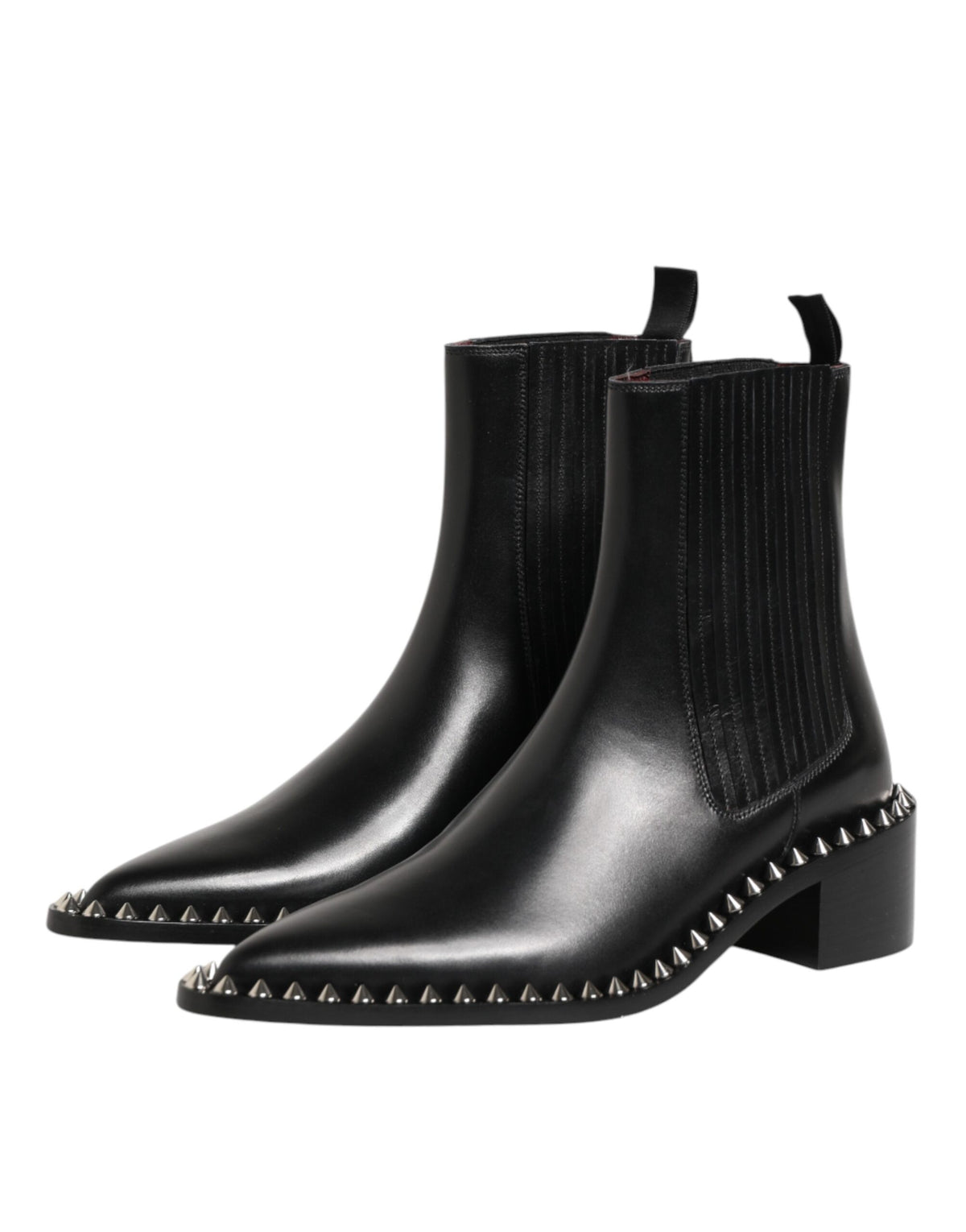Dolce & Gabbana Black Studded Chelsea Short Ankle Boots Shoes