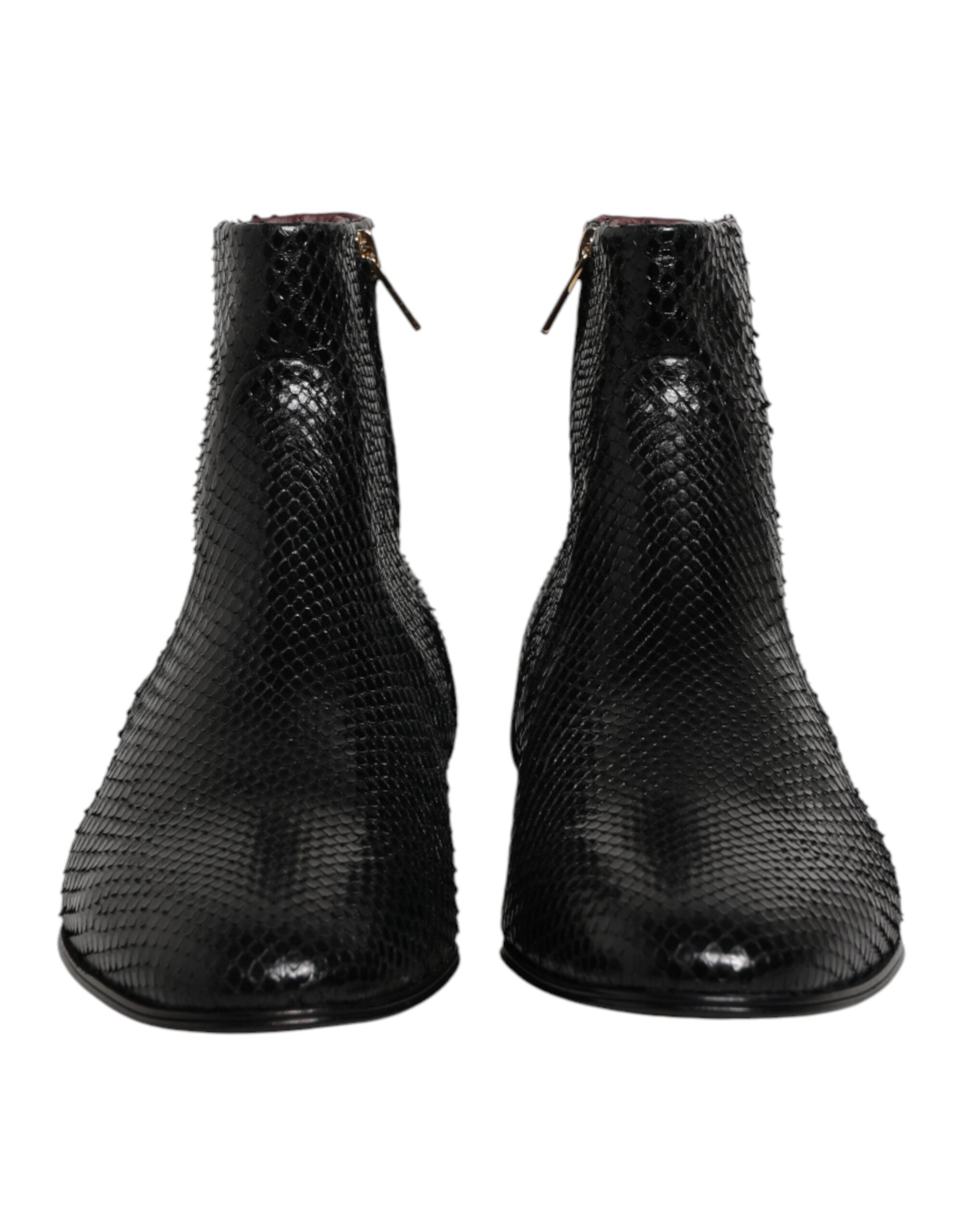 Dolce & Gabbana Black Leather Chelsea Short Ankle Boots Shoes