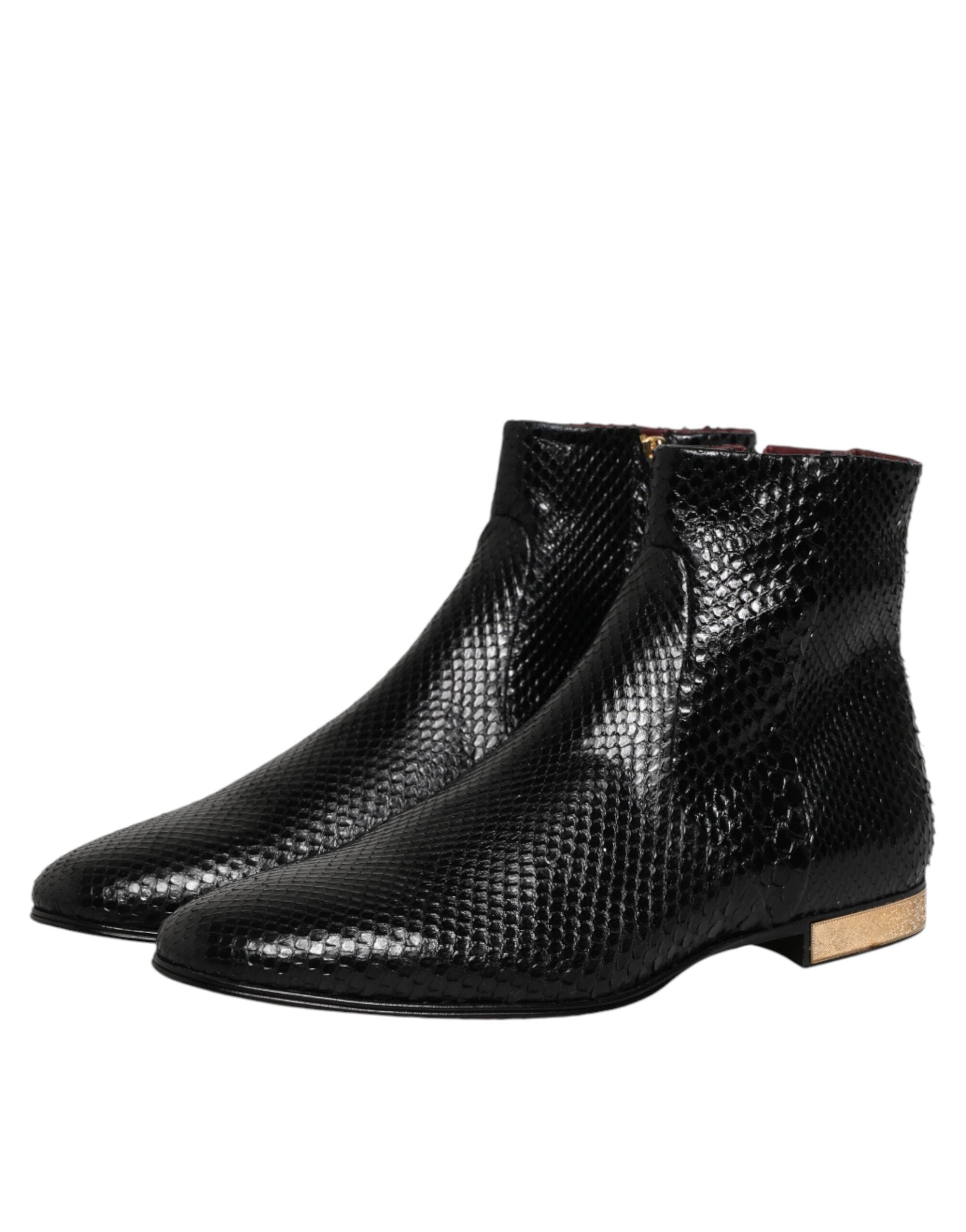 Dolce & Gabbana Black Leather Chelsea Short Ankle Boots Shoes