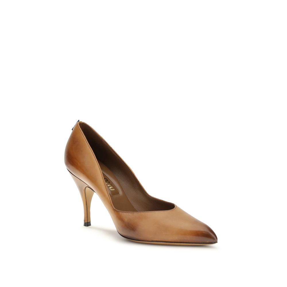 Miu Miu Beige Calf Leather Bos Taurus High Heel Pumps