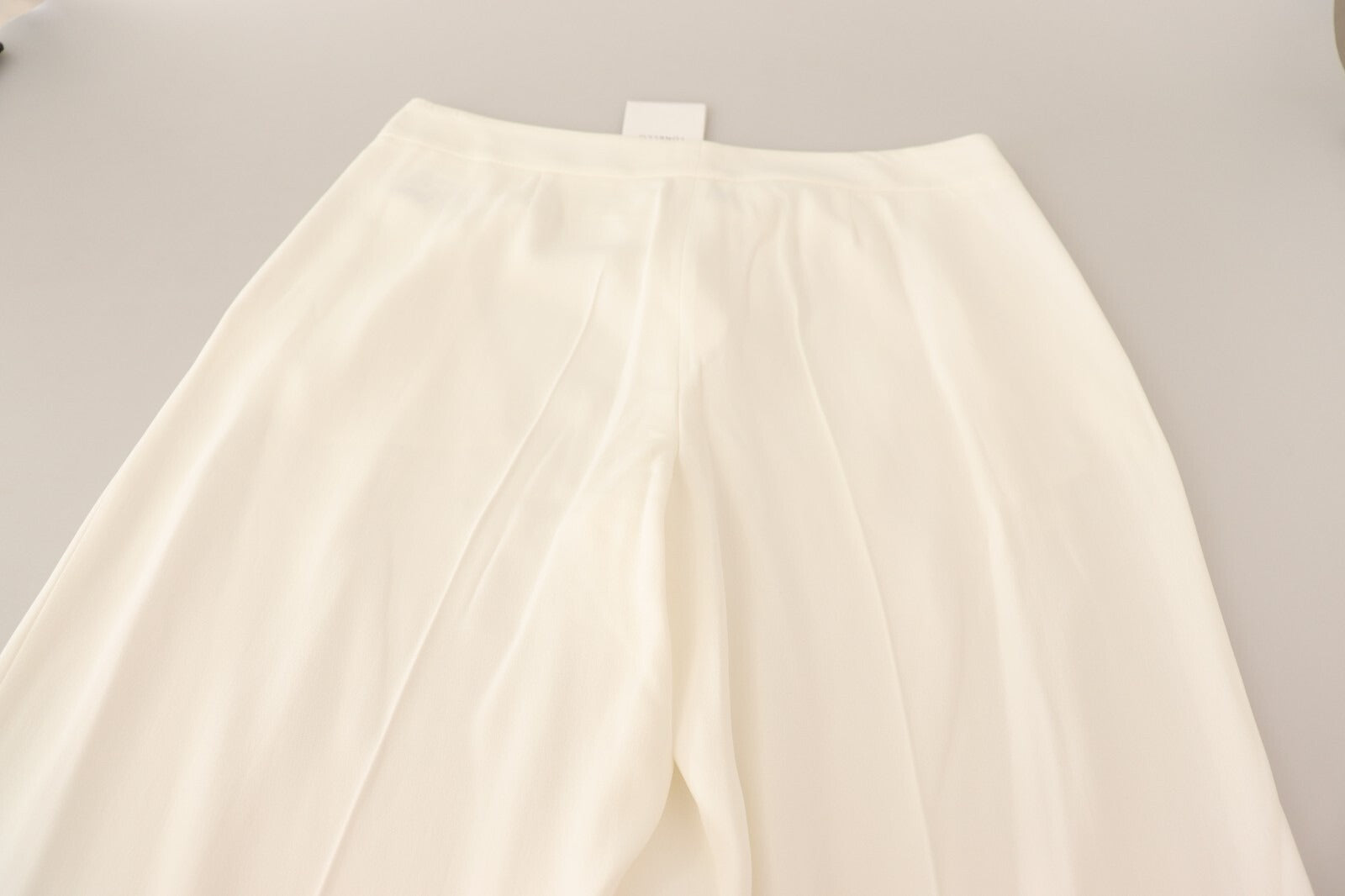 Tonello White High Waist Pleated Straight Formal Trouser Pants