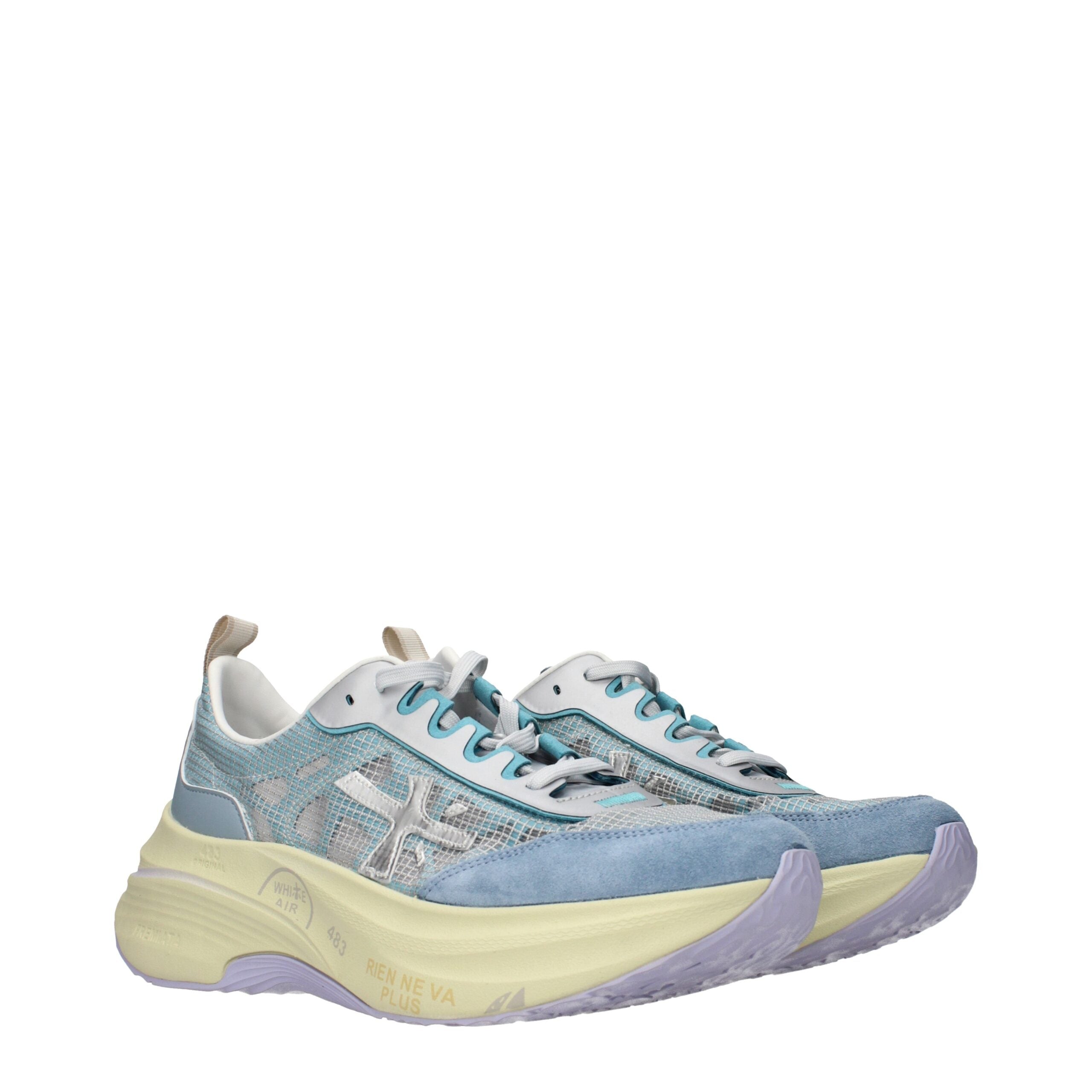 Premiata Light Blue Fabric Sneakers