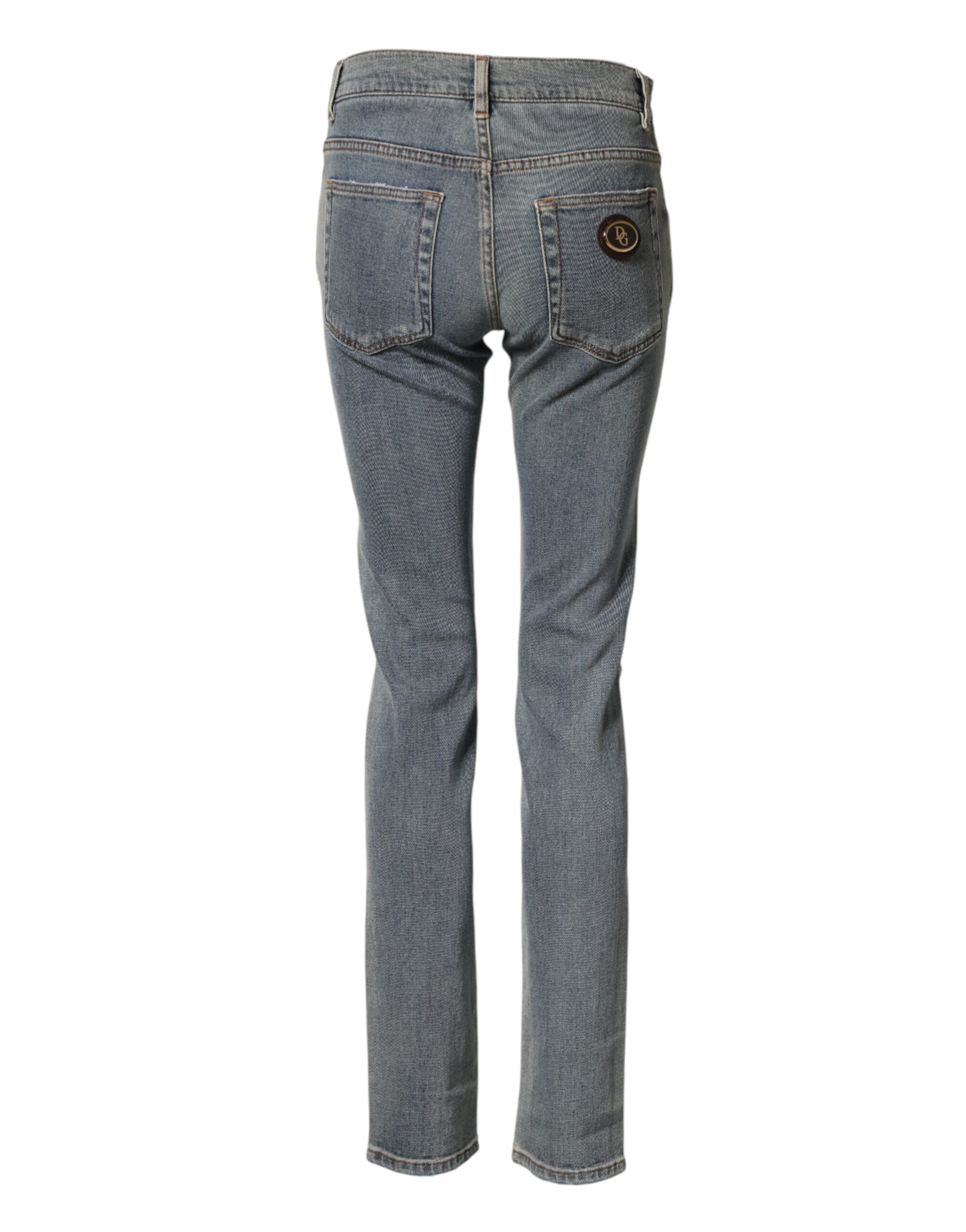 Dolce & Gabbana Blue Two Tone Cotton Men Skinny Denim Jeans