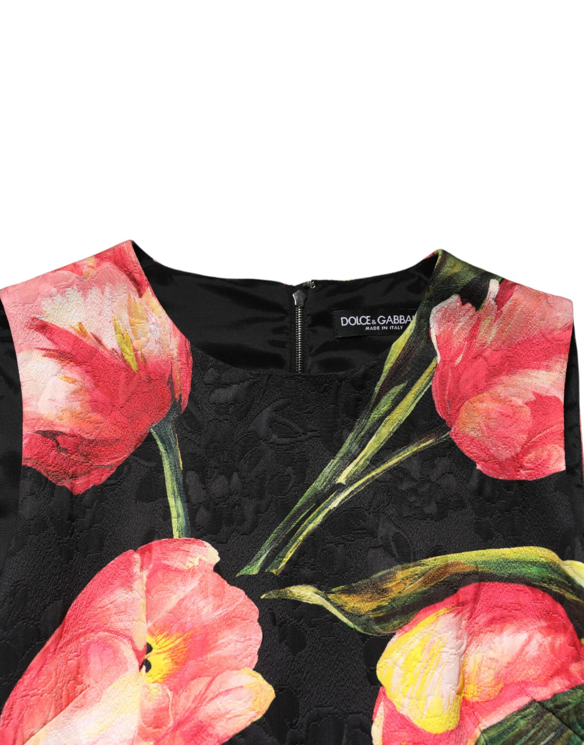 Dolce & Gabbana Black Floral Print Viscose A-line Mini Dress