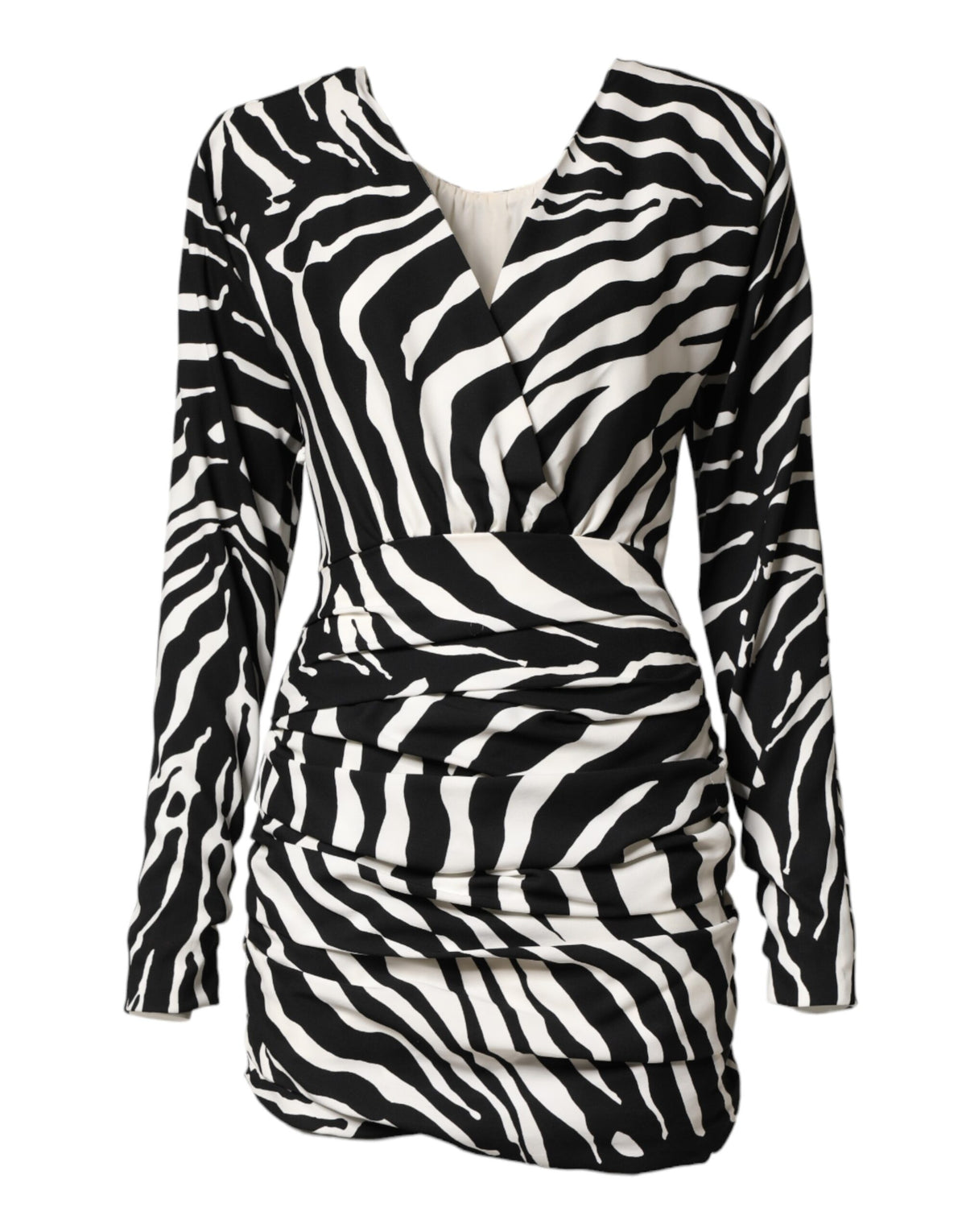Dolce & Gabbana Black White Zebra Silk Sheath Mini Dress