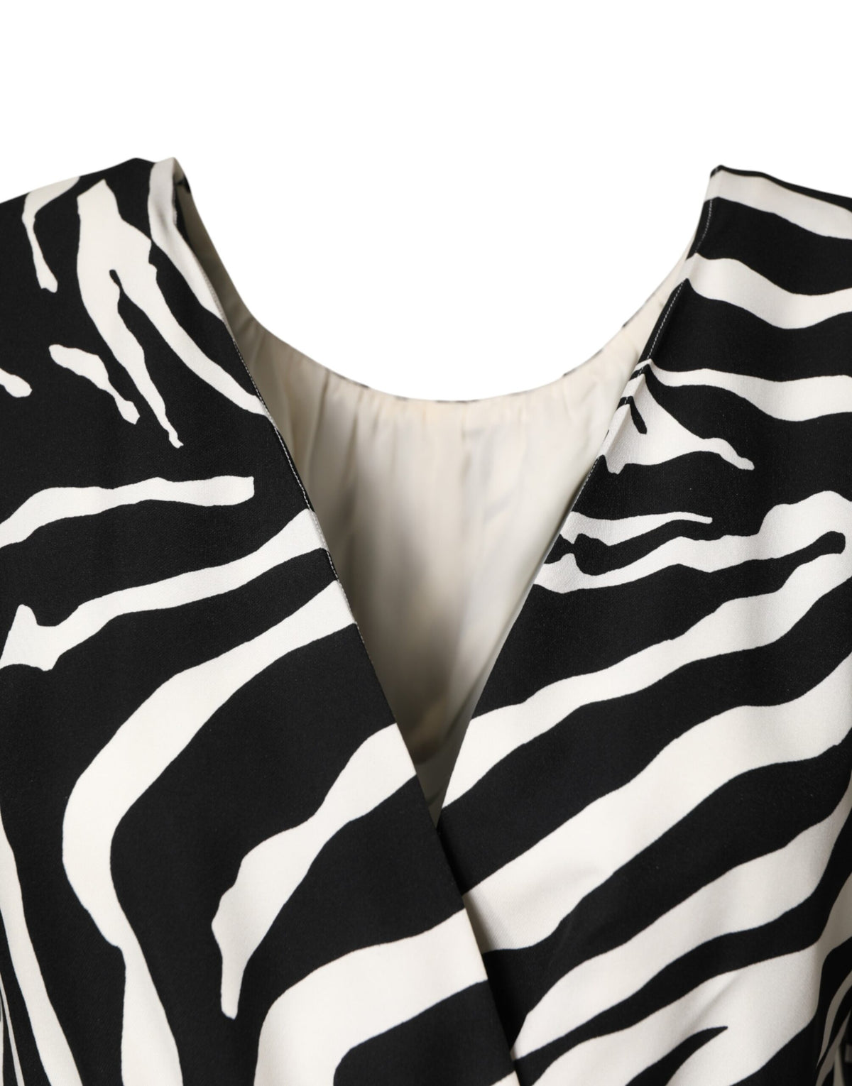 Dolce & Gabbana Black White Zebra Silk Sheath Mini Dress