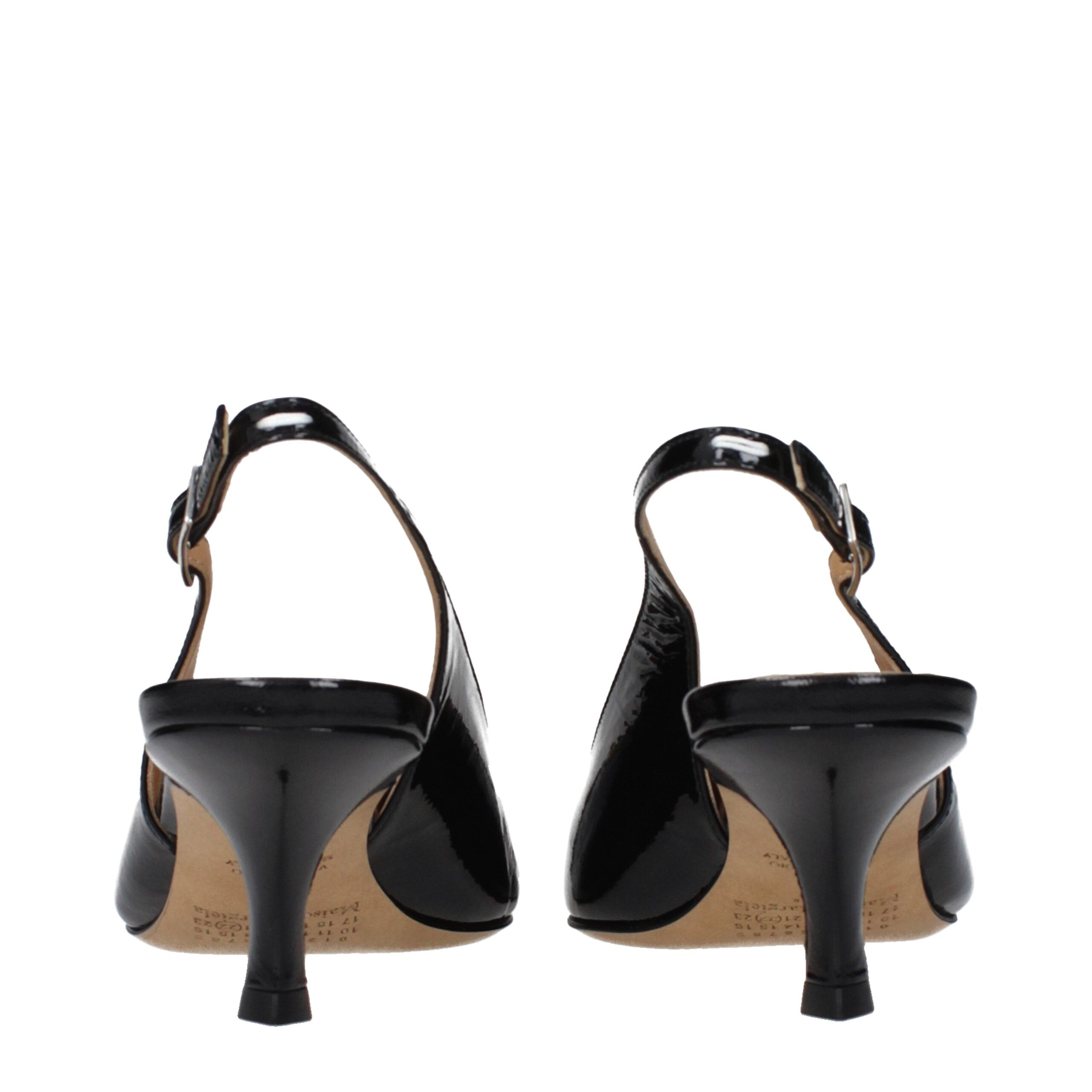 Maison Margiela Black Leather Mid Heel Pumps