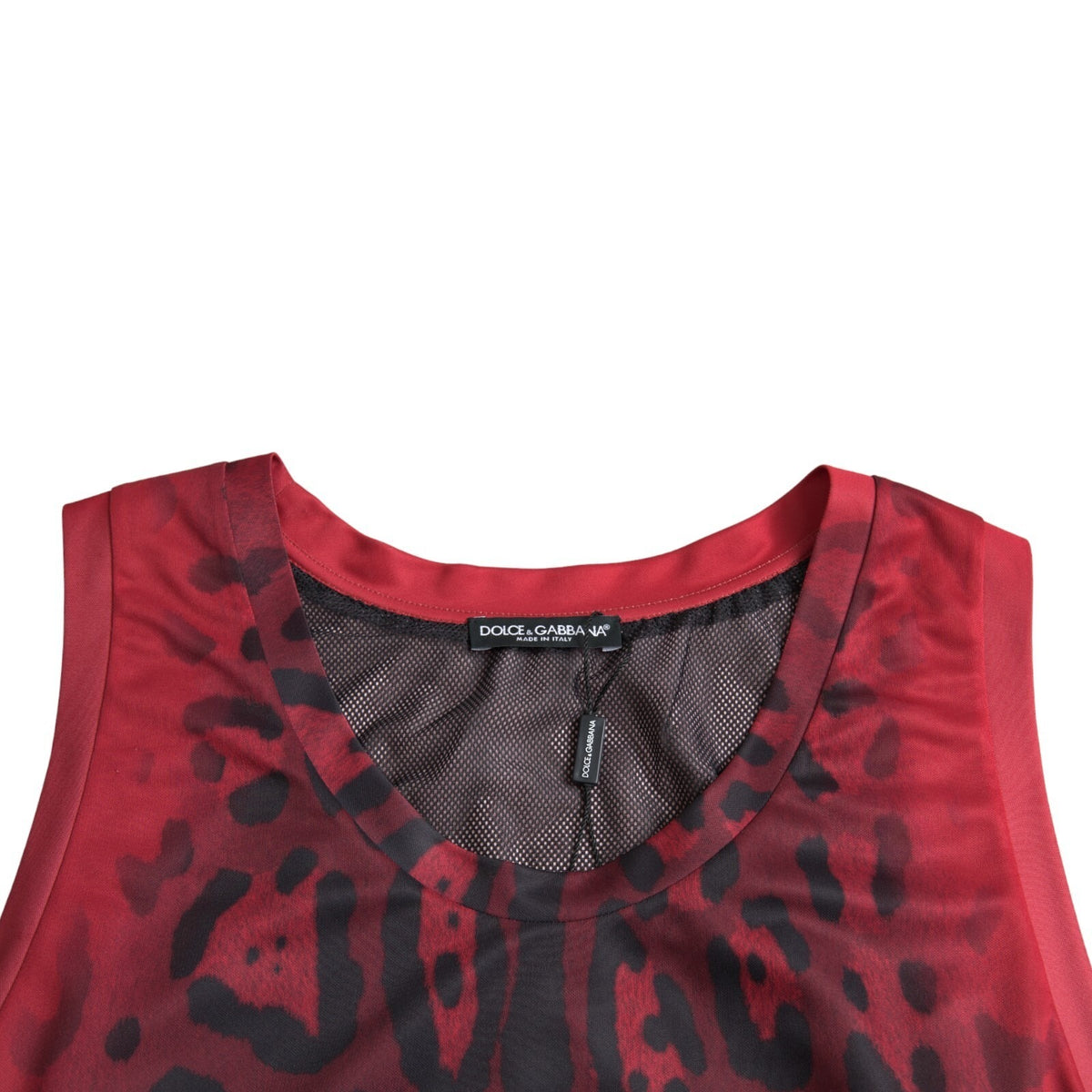 Dolce & Gabbana Red Leopard Print Sleeveless Men Tank T-shirt
