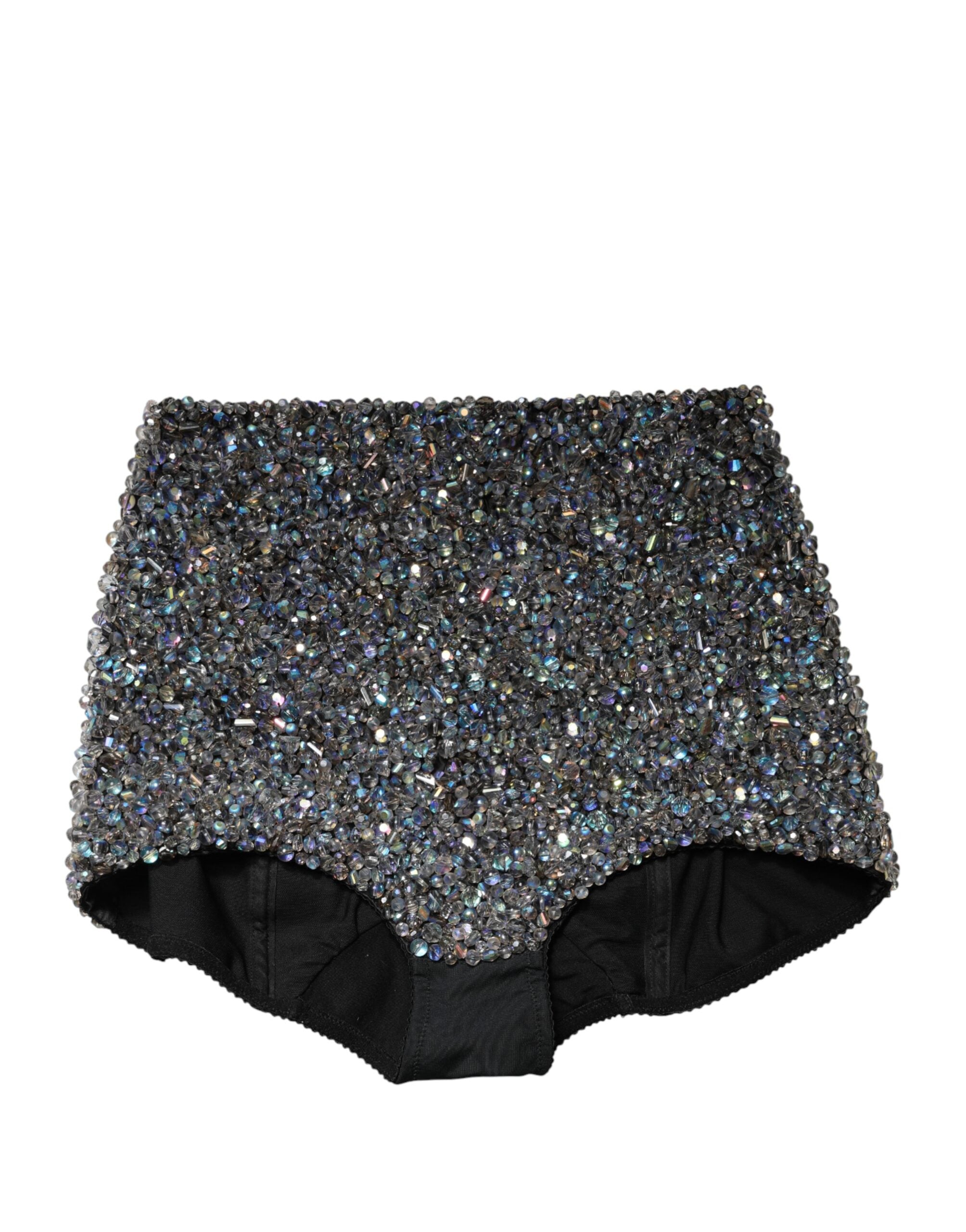 Dolce & Gabbana Multicolor Embellished High Waist Hot Pants Shorts