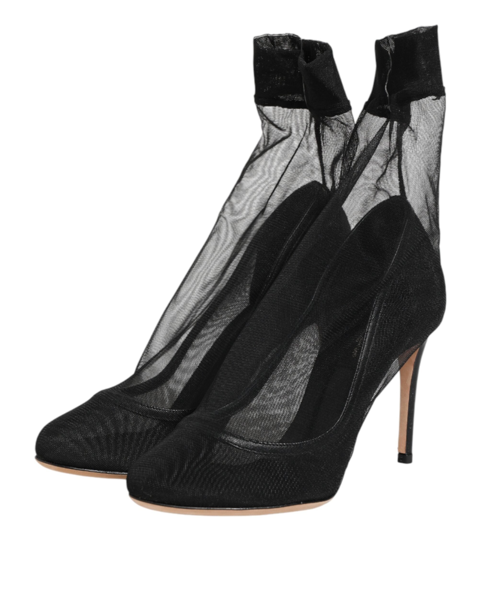 Dolce & Gabbana Black Nylon Stretch Mesh Sock Boots Shoes