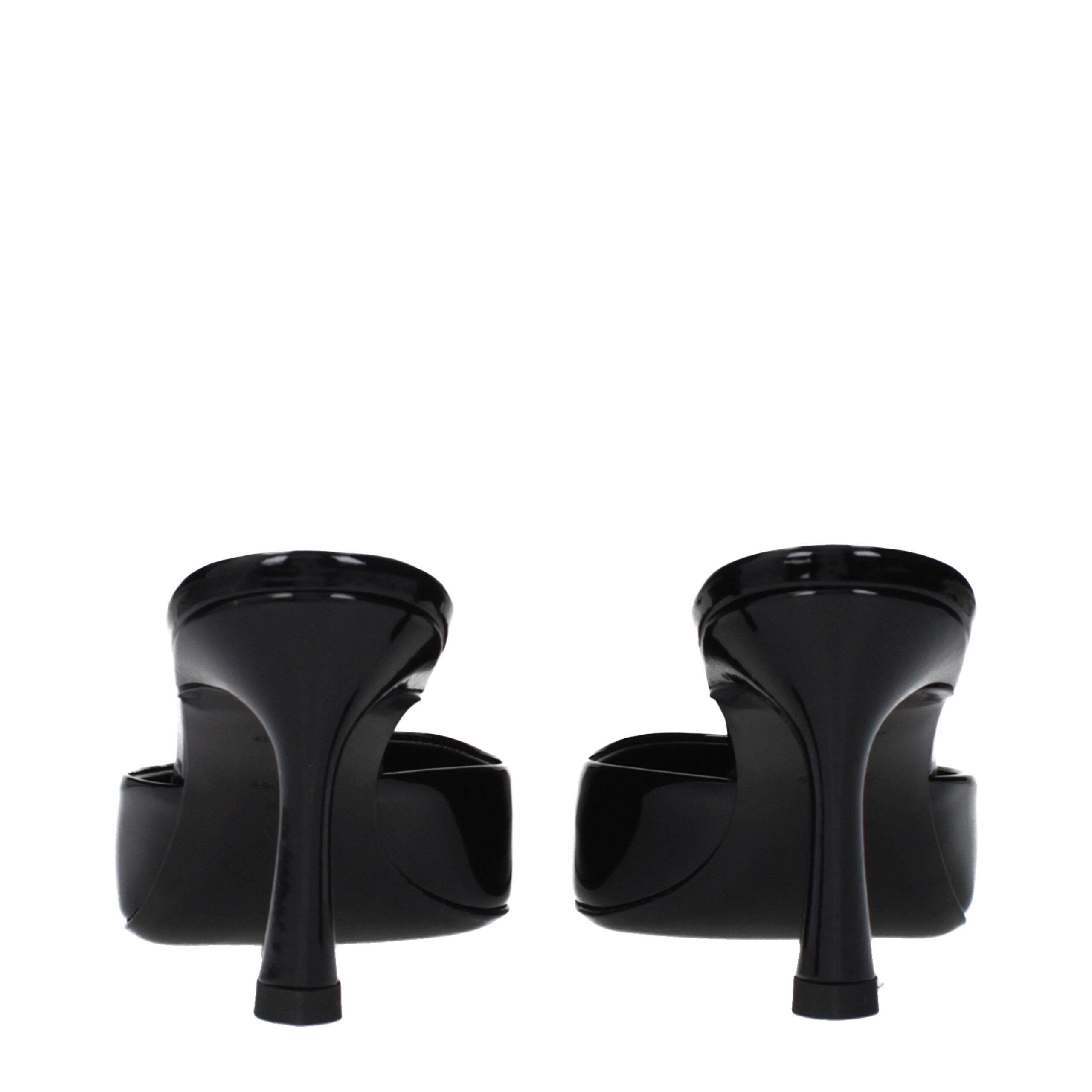 The Attico Black Leather Flat Sandals