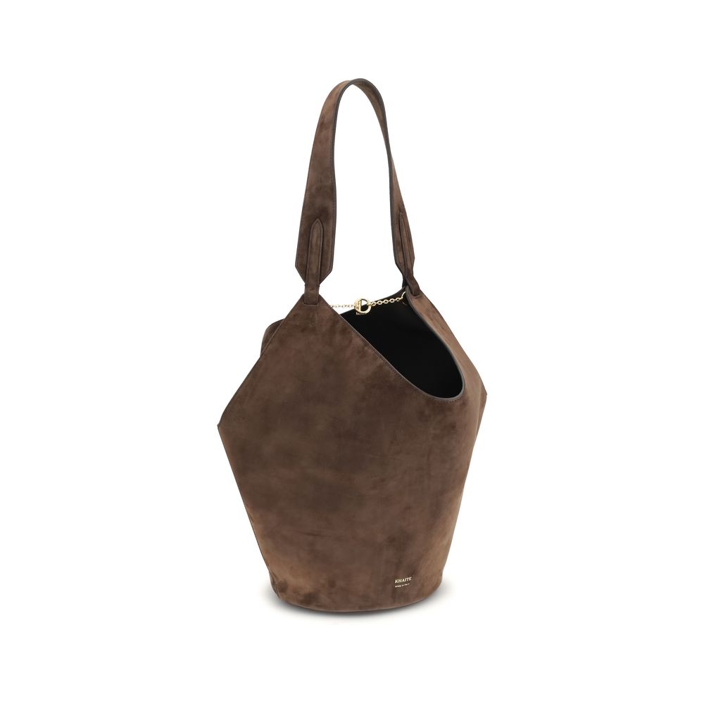 Khaite Brown Calf Leather Bos Taurus Shoulder Bag