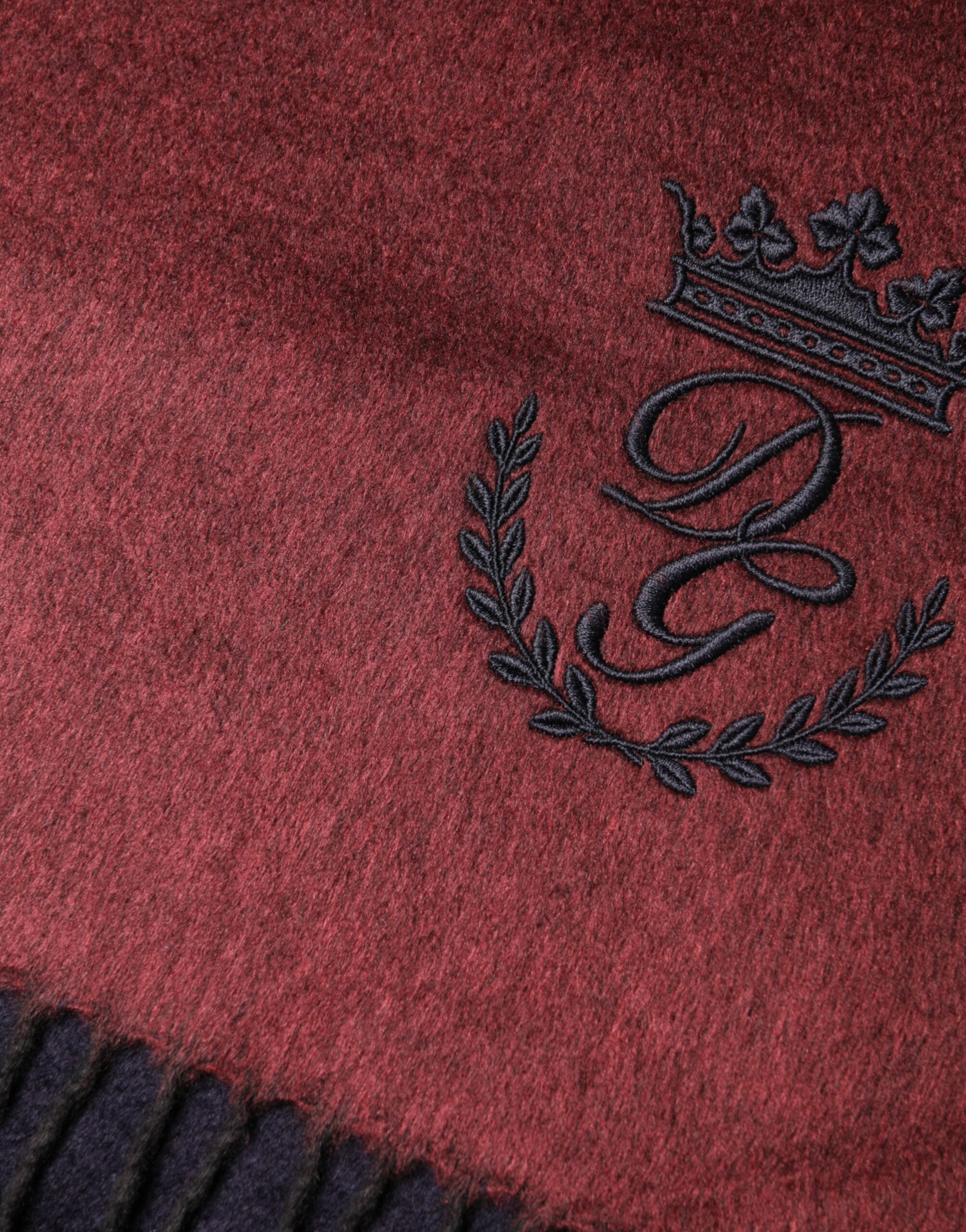 Dolce & Gabbana Maroon Silk Neck Wrap Shawl Fringes Scarf