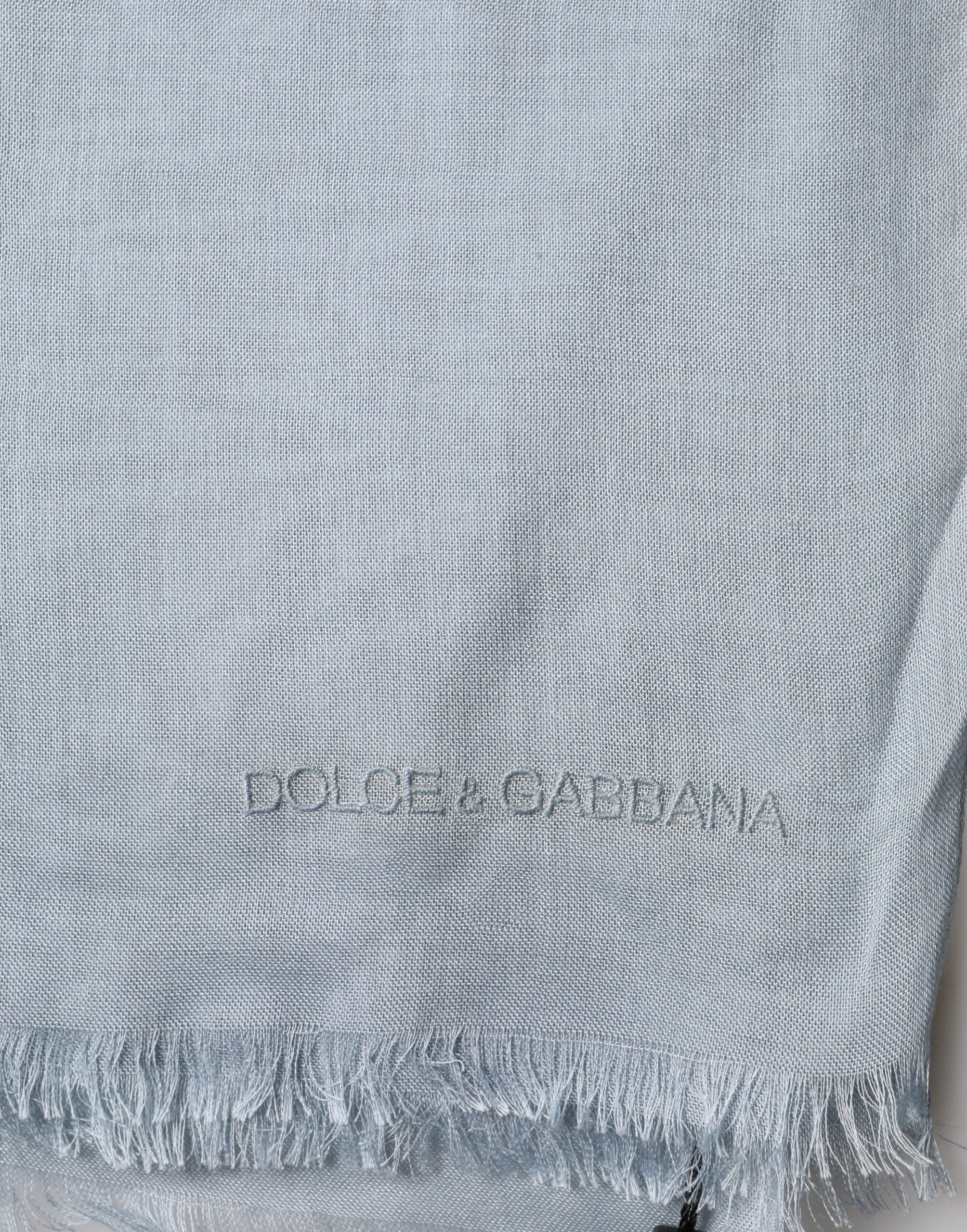 Dolce & Gabbana Light Blue Cashmere Knitted Shawl Scarf