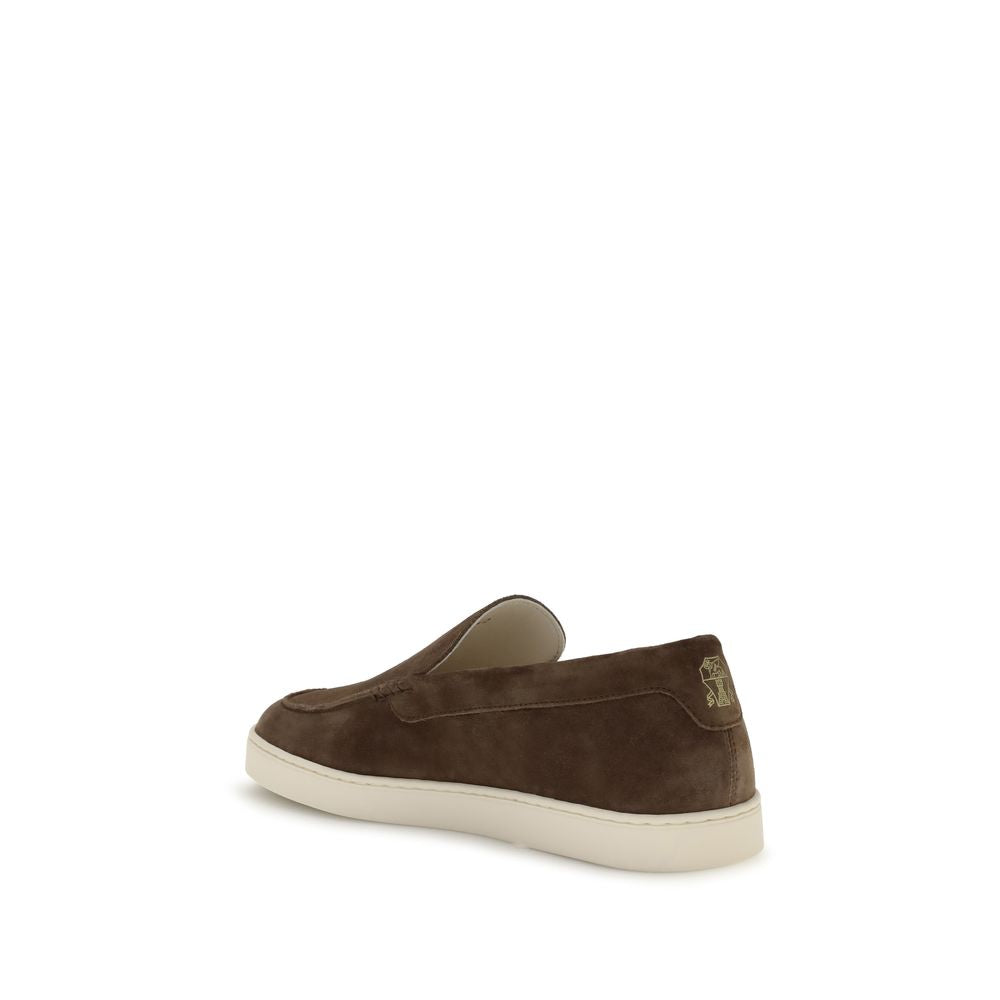 Brunello Cucinelli Brown Calf Leather Bos Taurus Slip-On Loafers
