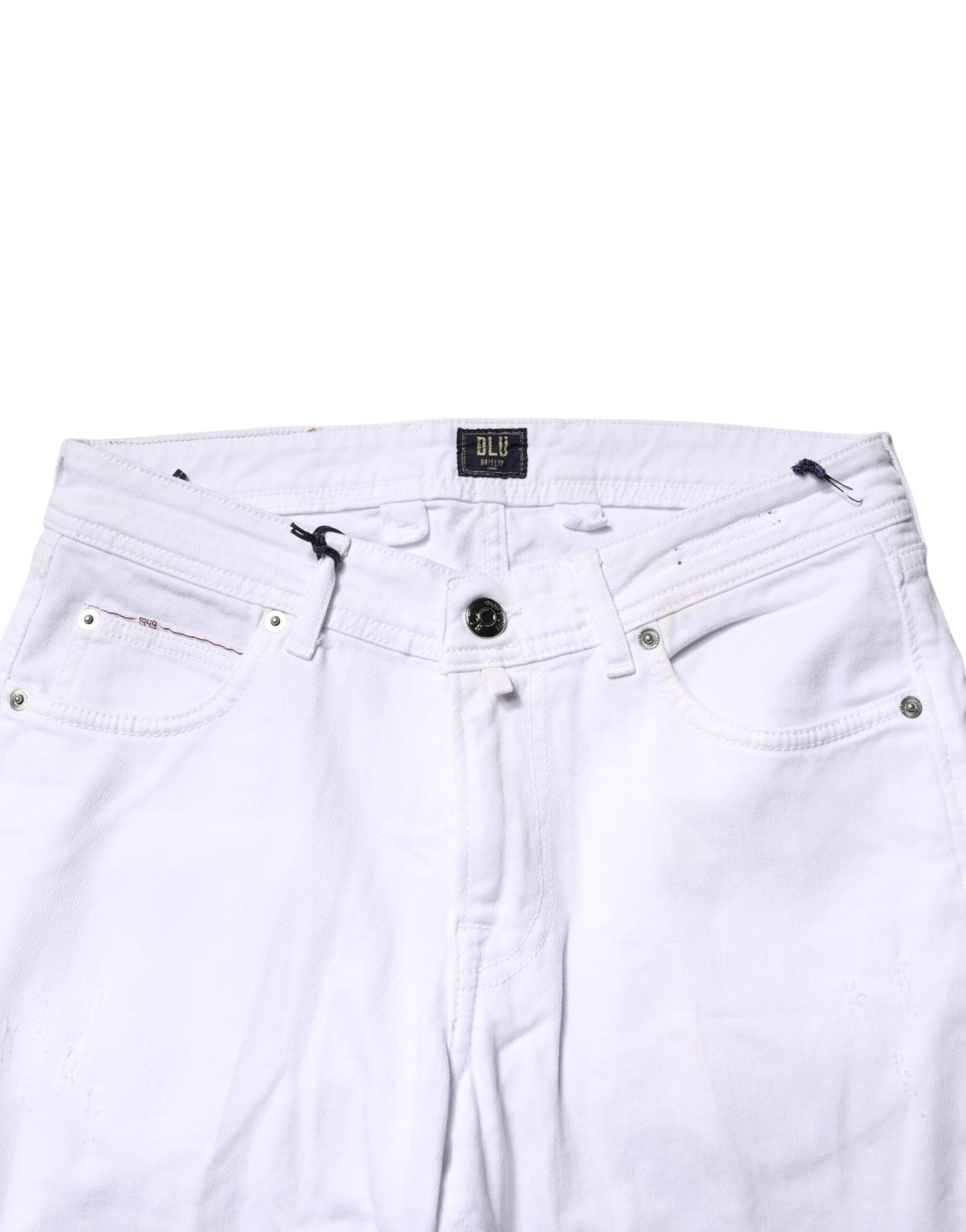 Briglia 1949 White Cotton Straight Fit Men Denim Trouser Jeans