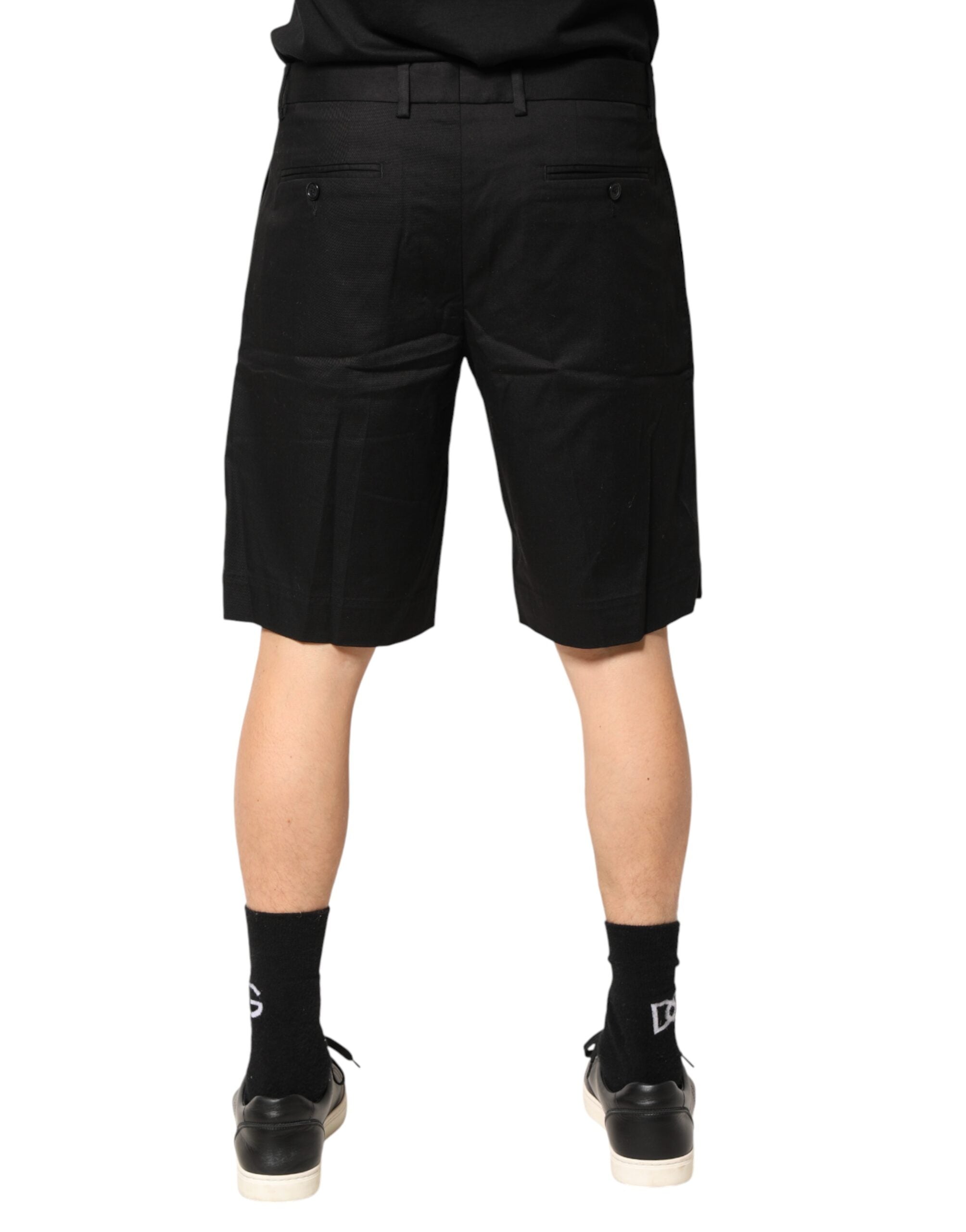 Dolce & Gabbana Black Cotton Stretch Mid Wasit Bermuda Shorts