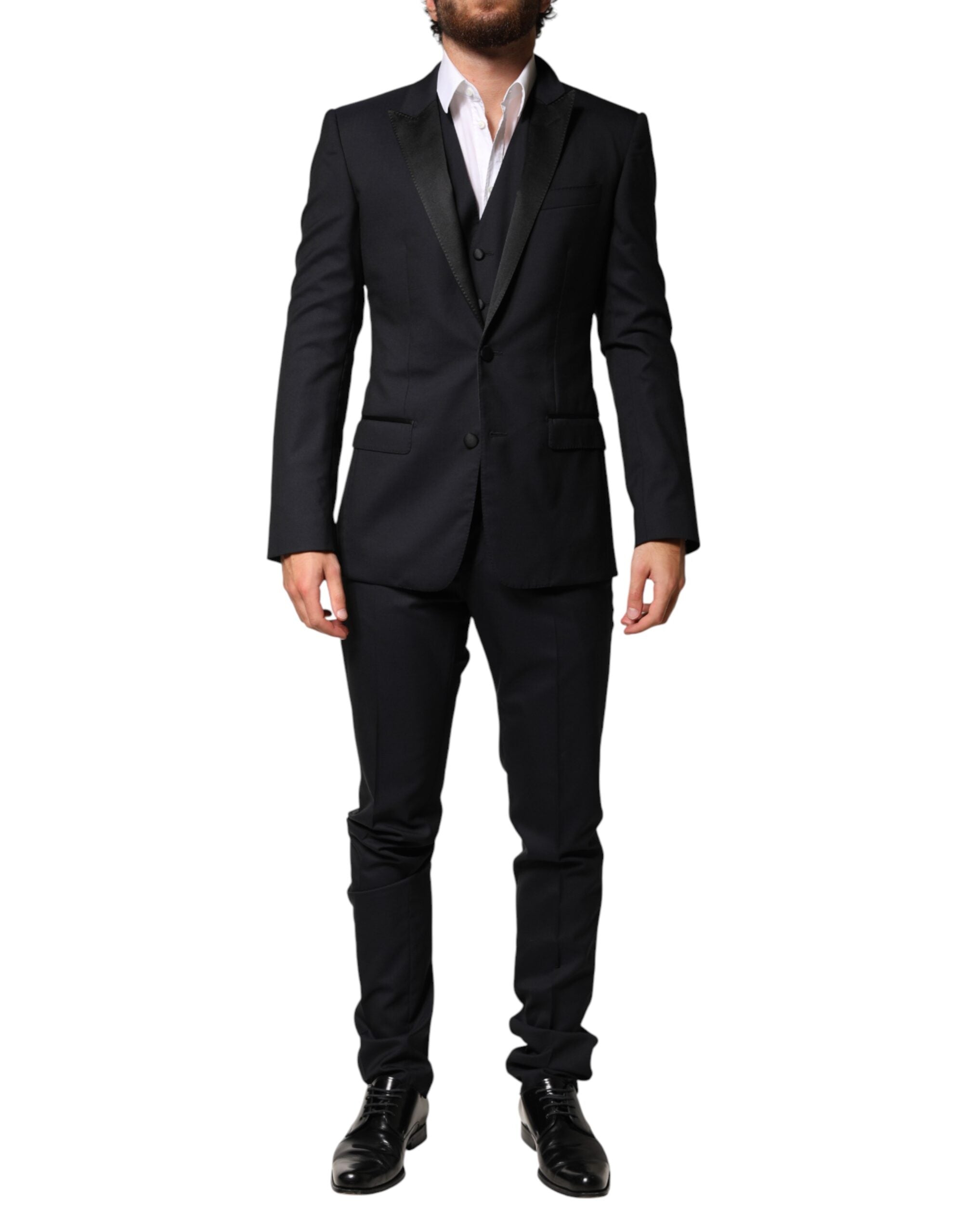 Dolce & Gabbana Black Wool Single Breasted 3 Piece Men Suit