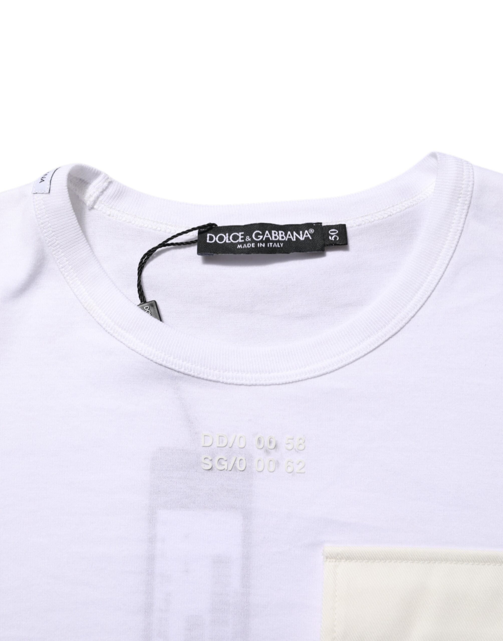 Dolce & Gabbana White Cotton Pocket Short Sleeves T-shirt