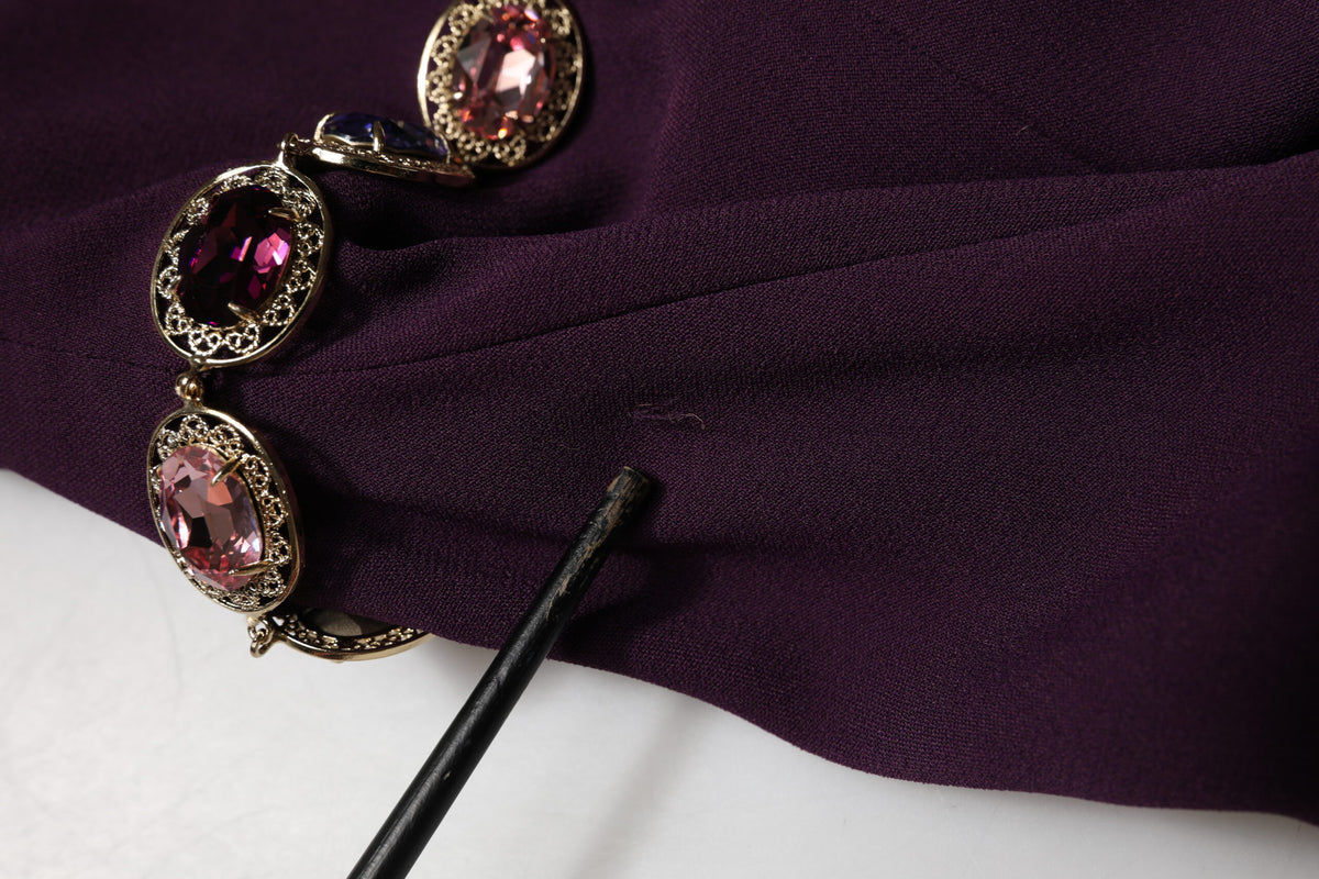 Dolce & Gabbana Violet Embellished Sheath Mermaid Gown Dress