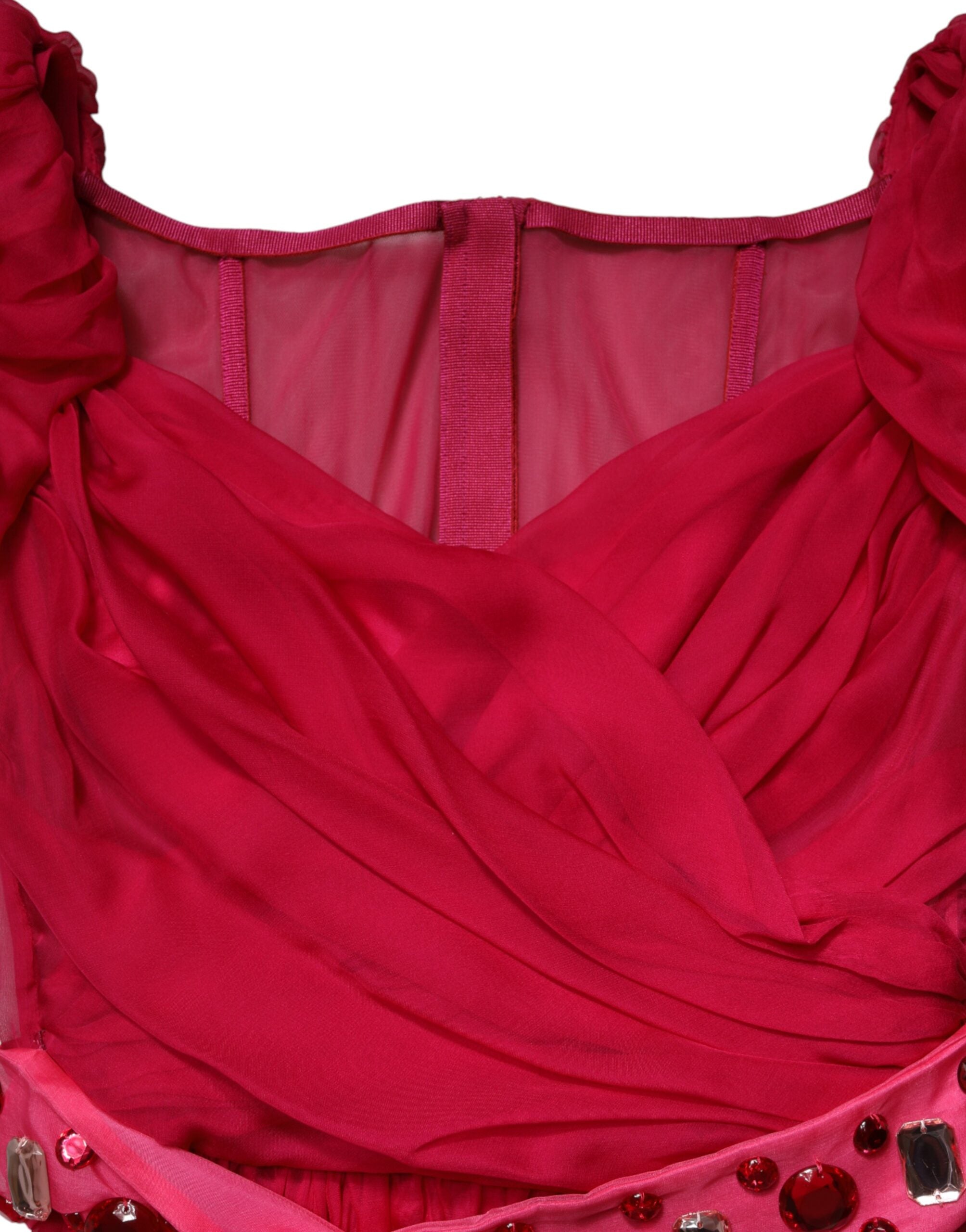 Dolce & Gabbana Pink Silk Embellished A-line Midi Dress