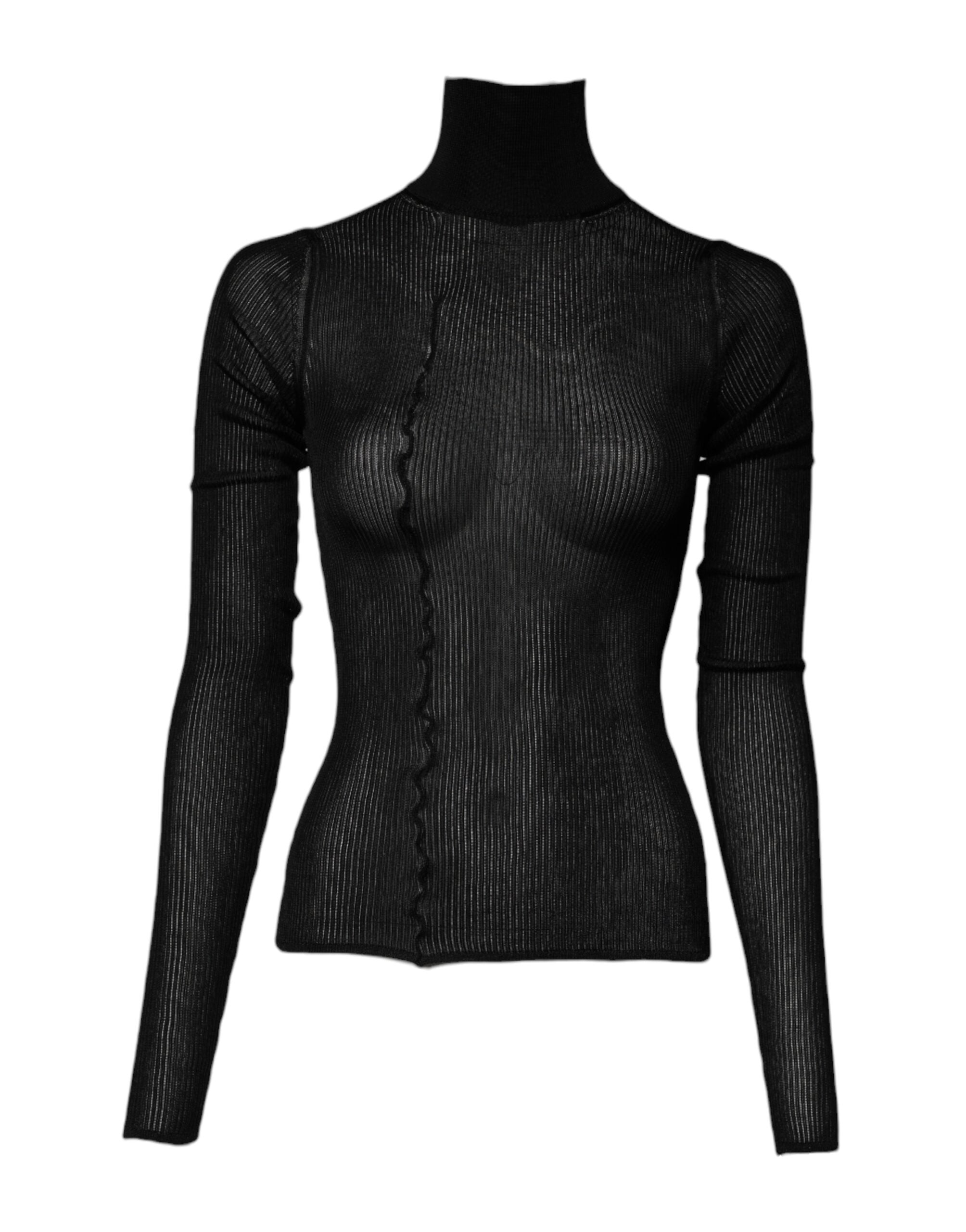 Dolce & Gabbana Black Viscose Turtle Neck Pullover Top