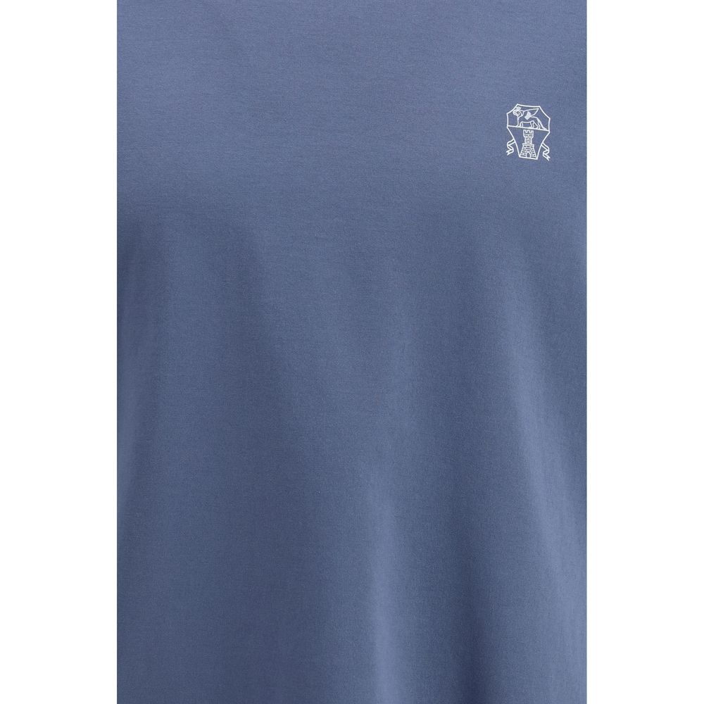 Brunello Cucinelli Blue Cotton T-Shirt