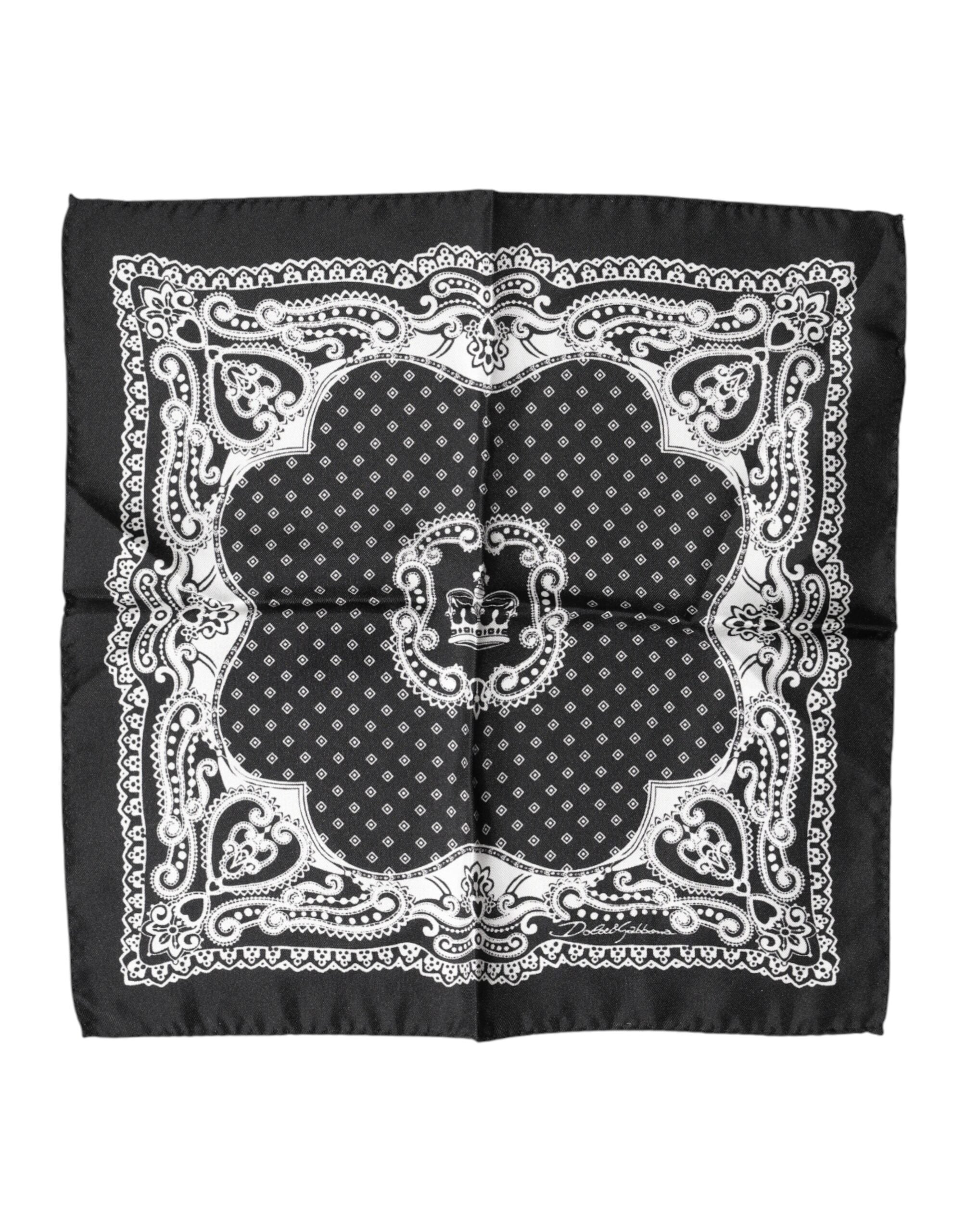 Dolce & Gabbana Black Bandana Print Square Handkerchief Scarf