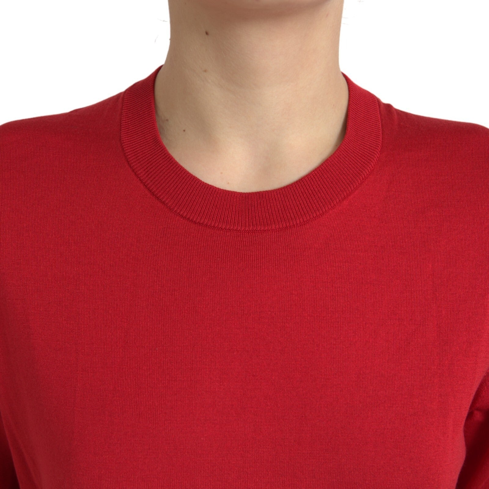 Dolce & Gabbana Red Silk Crew Neck Short Sleeves Top T-shirt