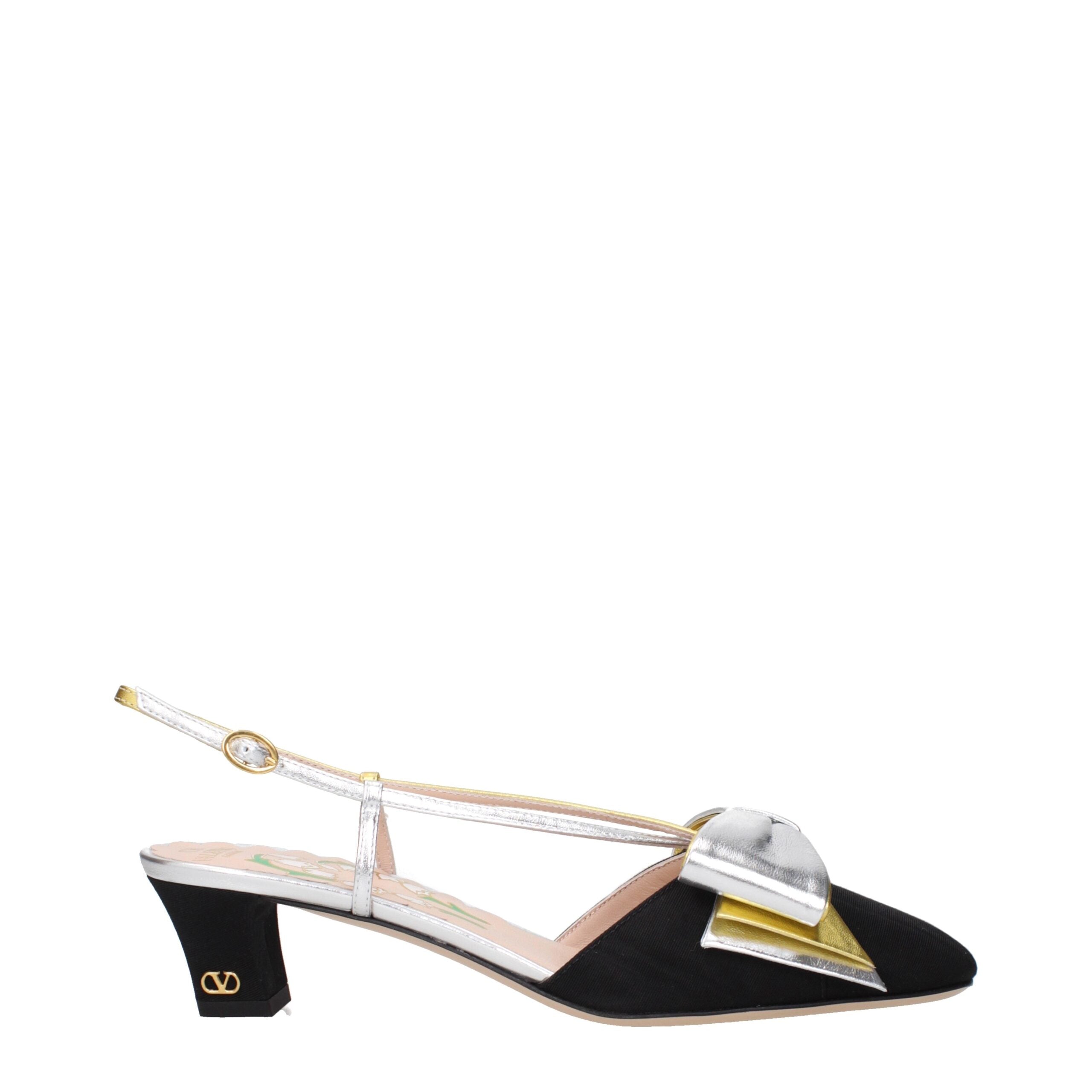 Valentino Garavani Black Fabric Mid Heel Pumps