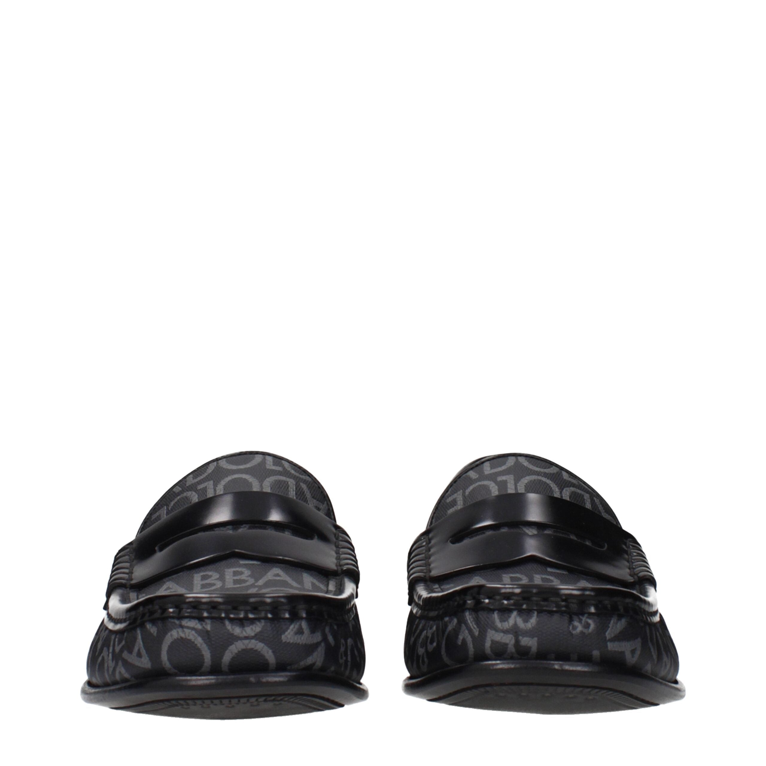 Dolce & Gabbana Black Fabric Slip-On Loafers