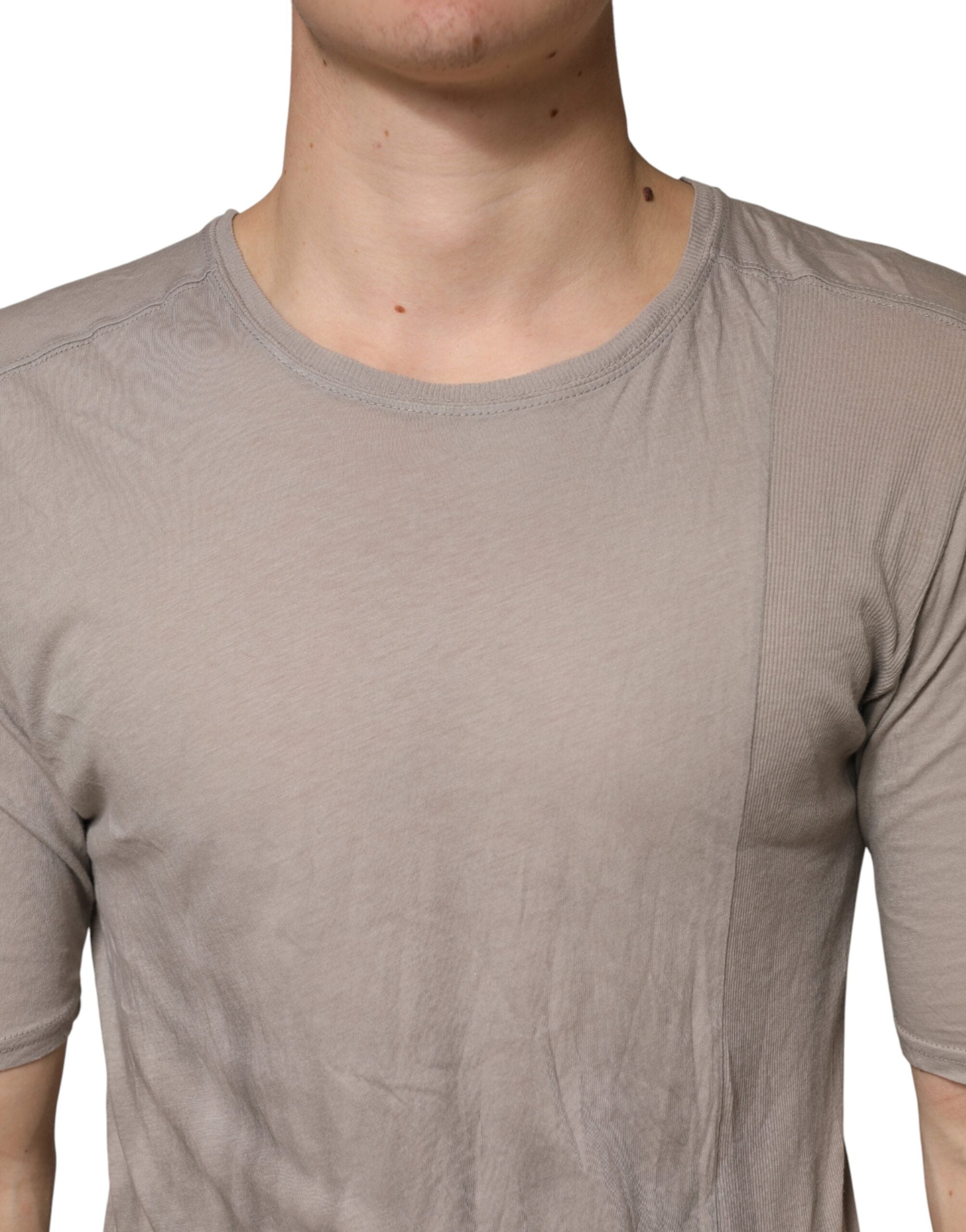 Laneus Gray Two Tone Cotton Round Neck Short Sleeves T-shirt