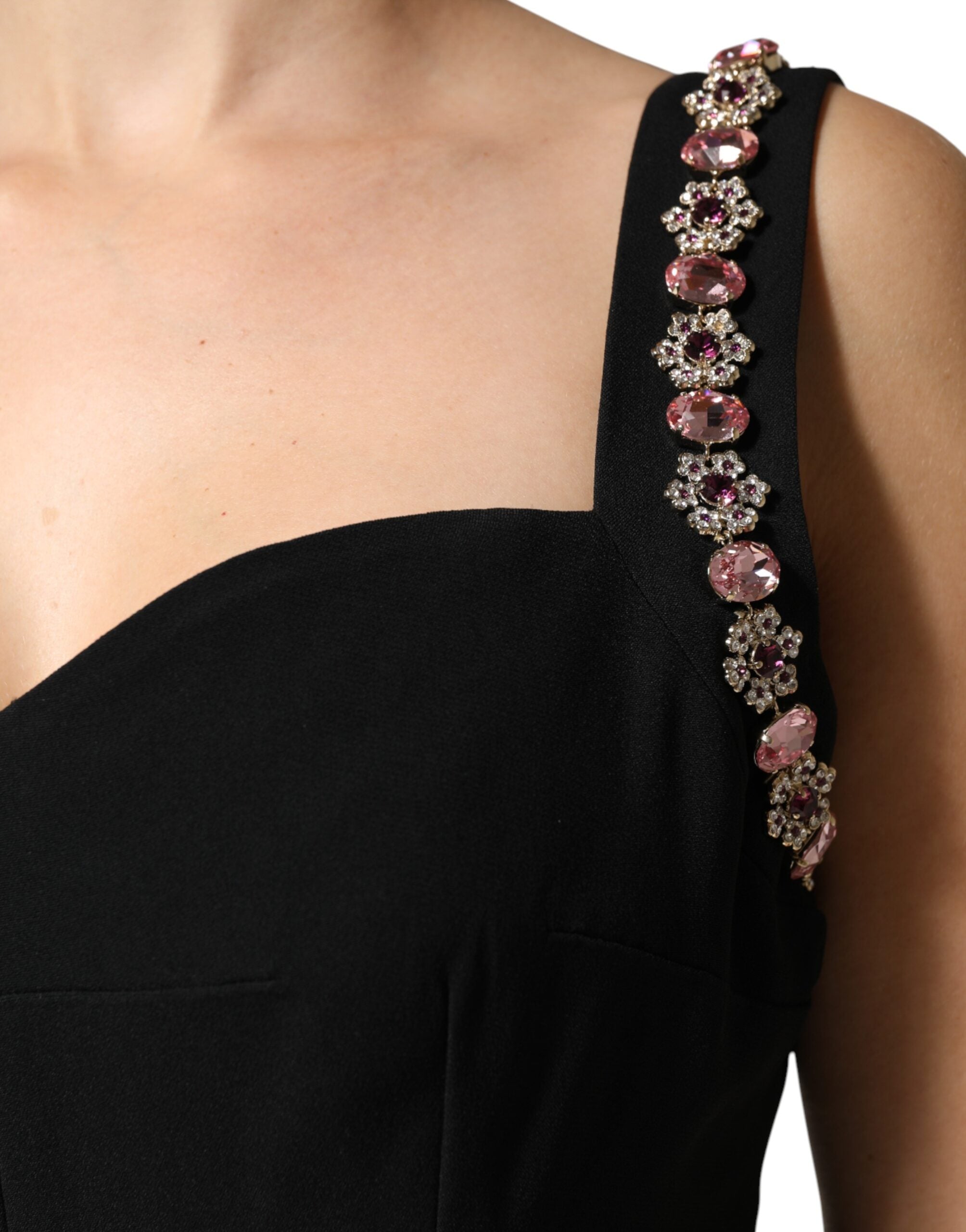 Dolce & Gabbana Black Embellished Bodycon Long Gown Dress