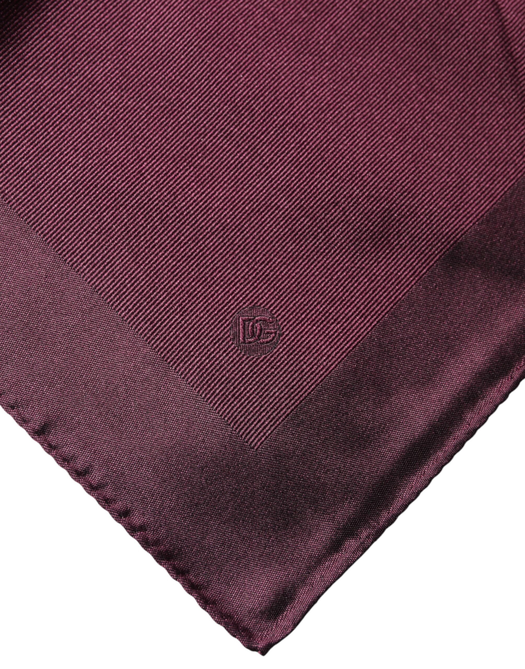 Dolce & Gabbana Maroon Logo Silk Square Handkerchief Scarf