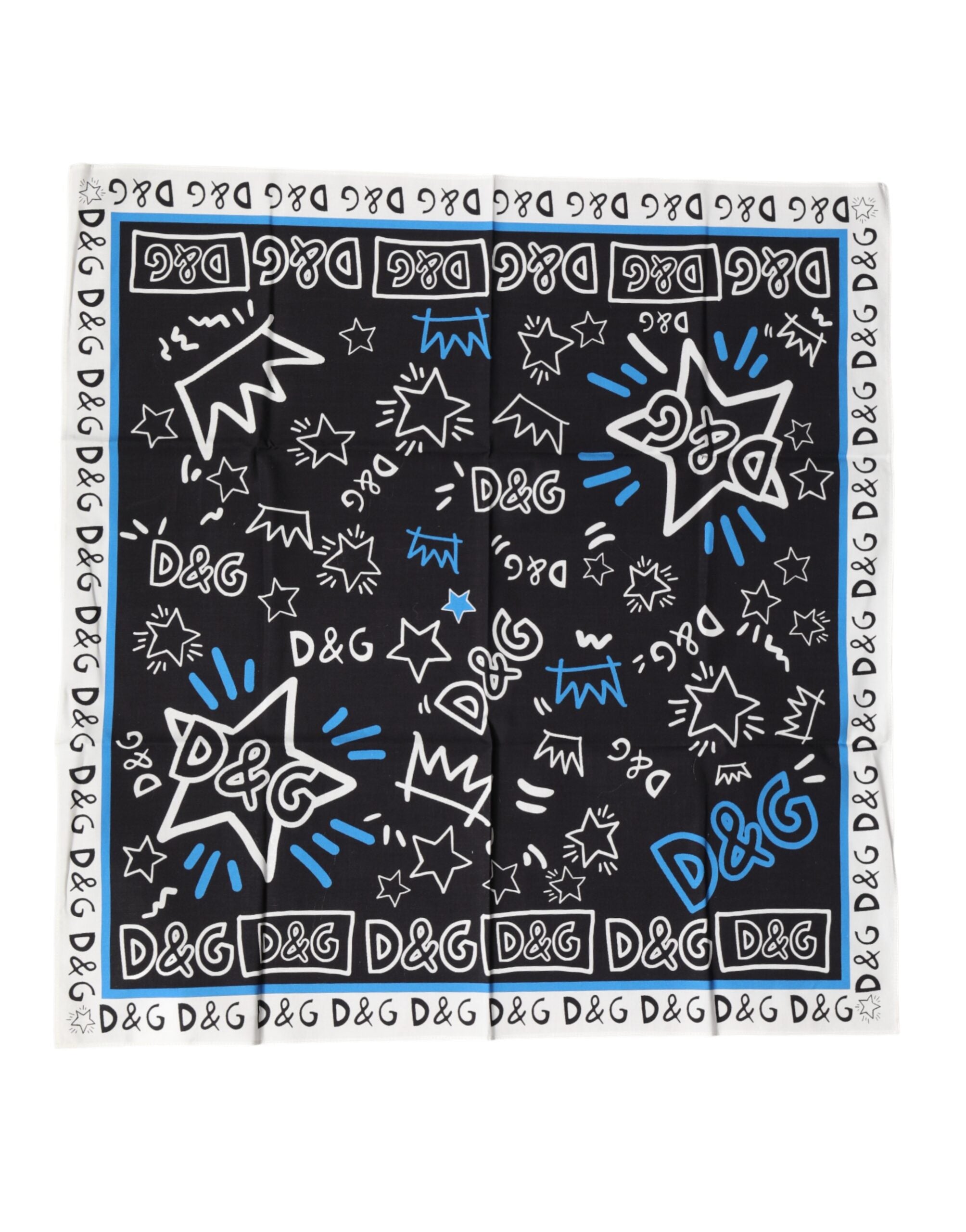 Dolce & Gabbana Multicolor Graphic Cotton Square Foulard Scarf
