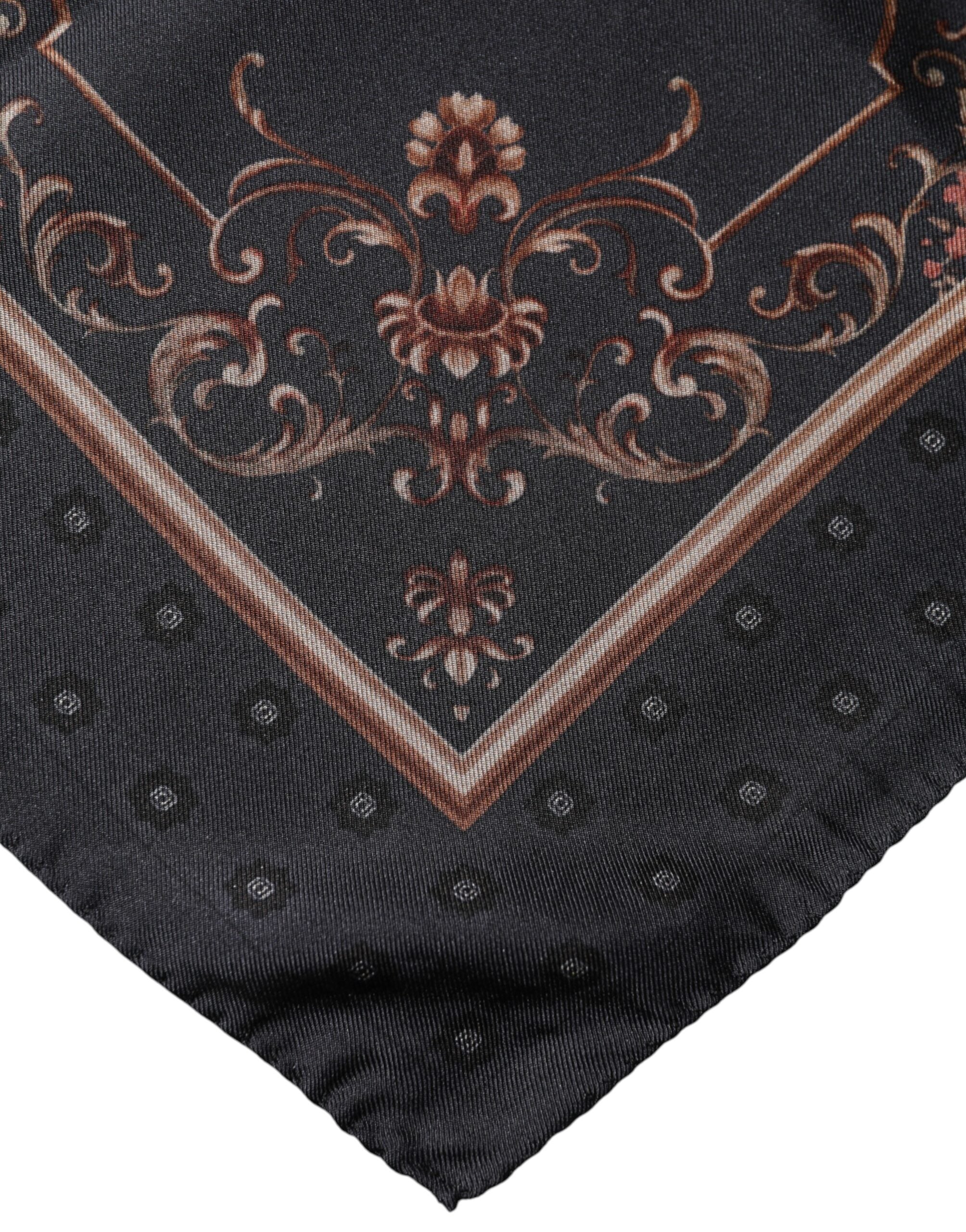 Dolce & Gabbana Black Patterned Square Foulard Scarf