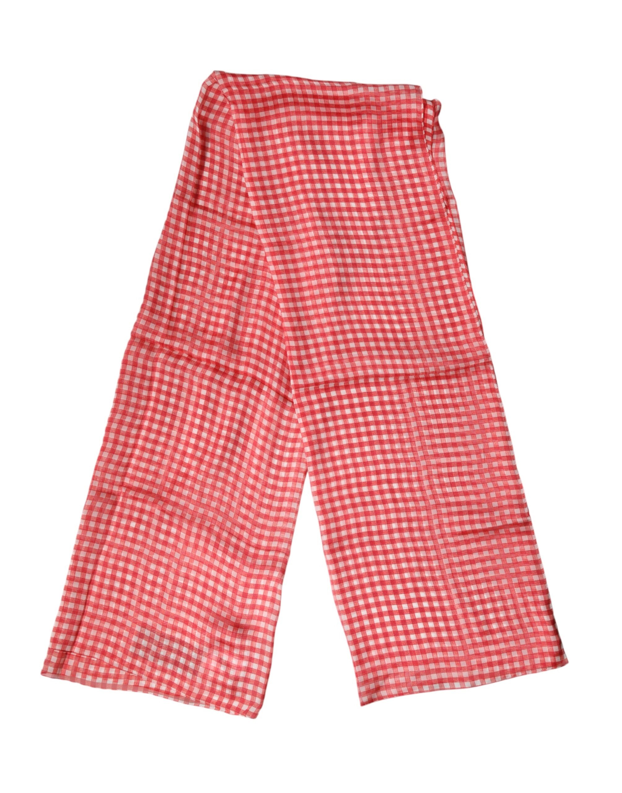 Dolce & Gabbana Red Checkered Plaid Neck Wrap Shawl Scarf