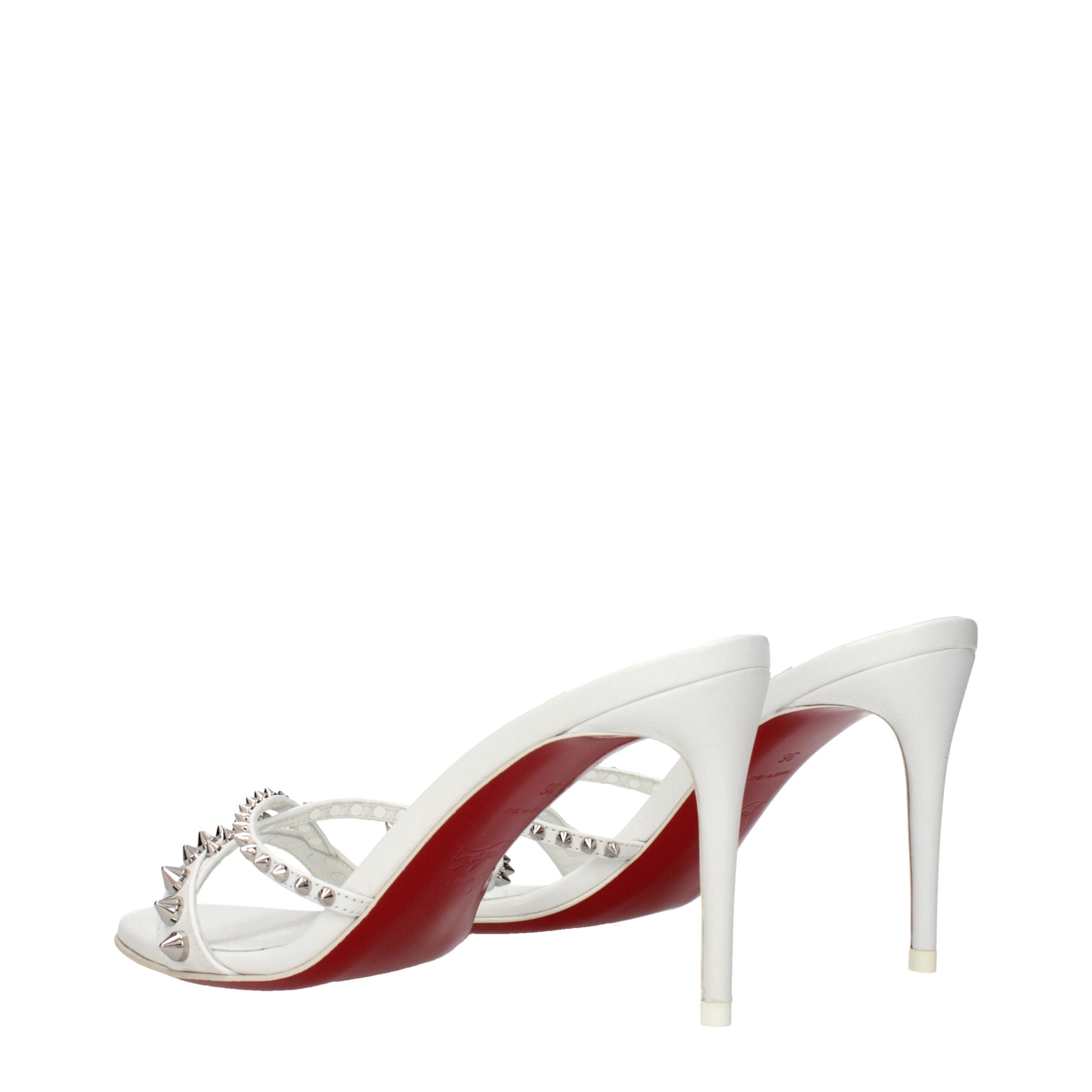 Christian Louboutin White Leather Stiletto Heel Sandals