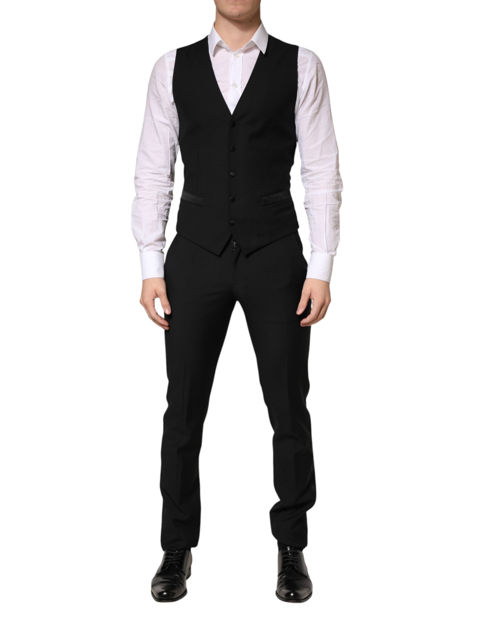 Dolce & Gabbana Black Wool Single Breasted 3 Piece Men Suit