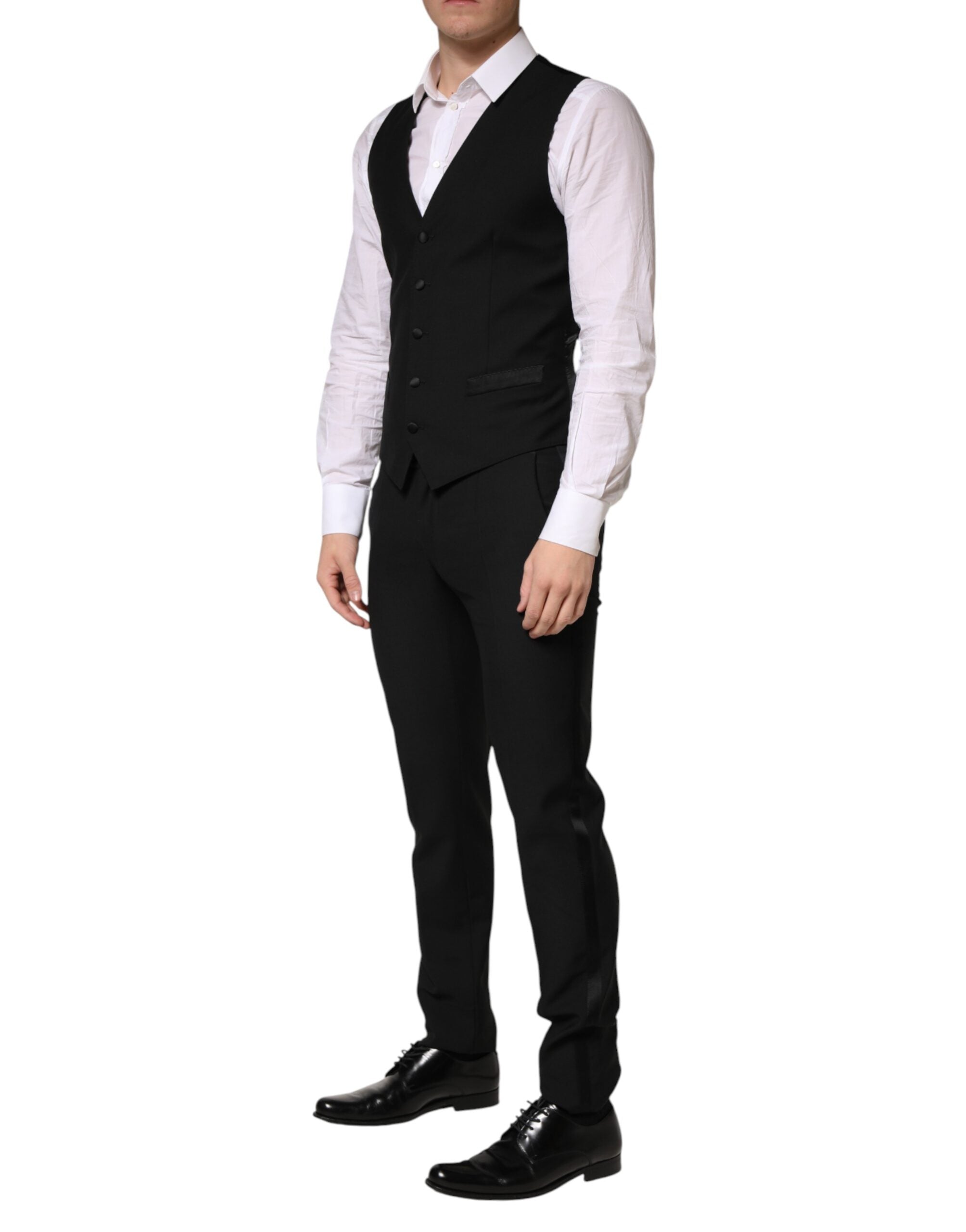 Dolce & Gabbana Black Wool Single Breasted 3 Piece Men Suit