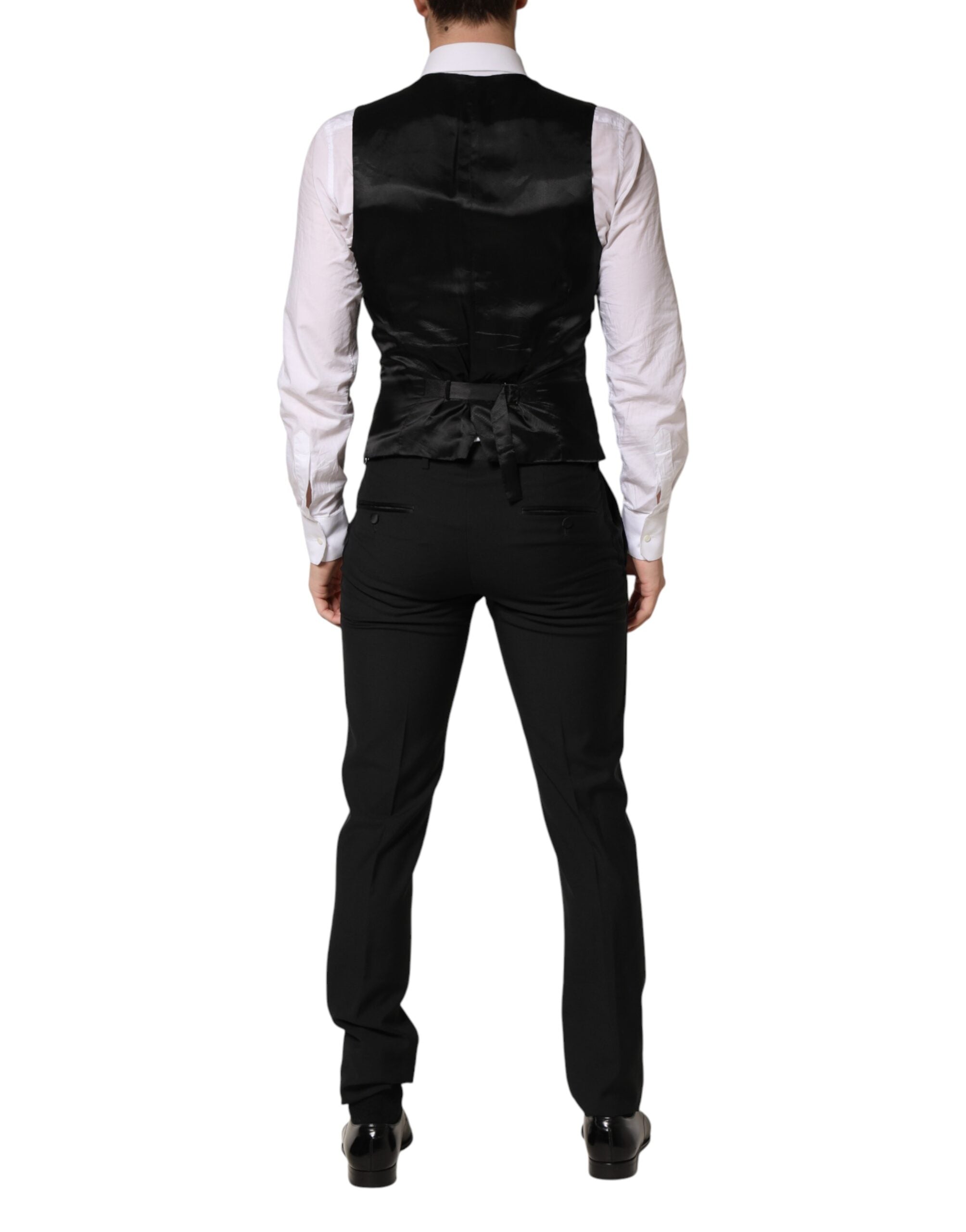 Dolce & Gabbana Black Wool Single Breasted 3 Piece Men Suit