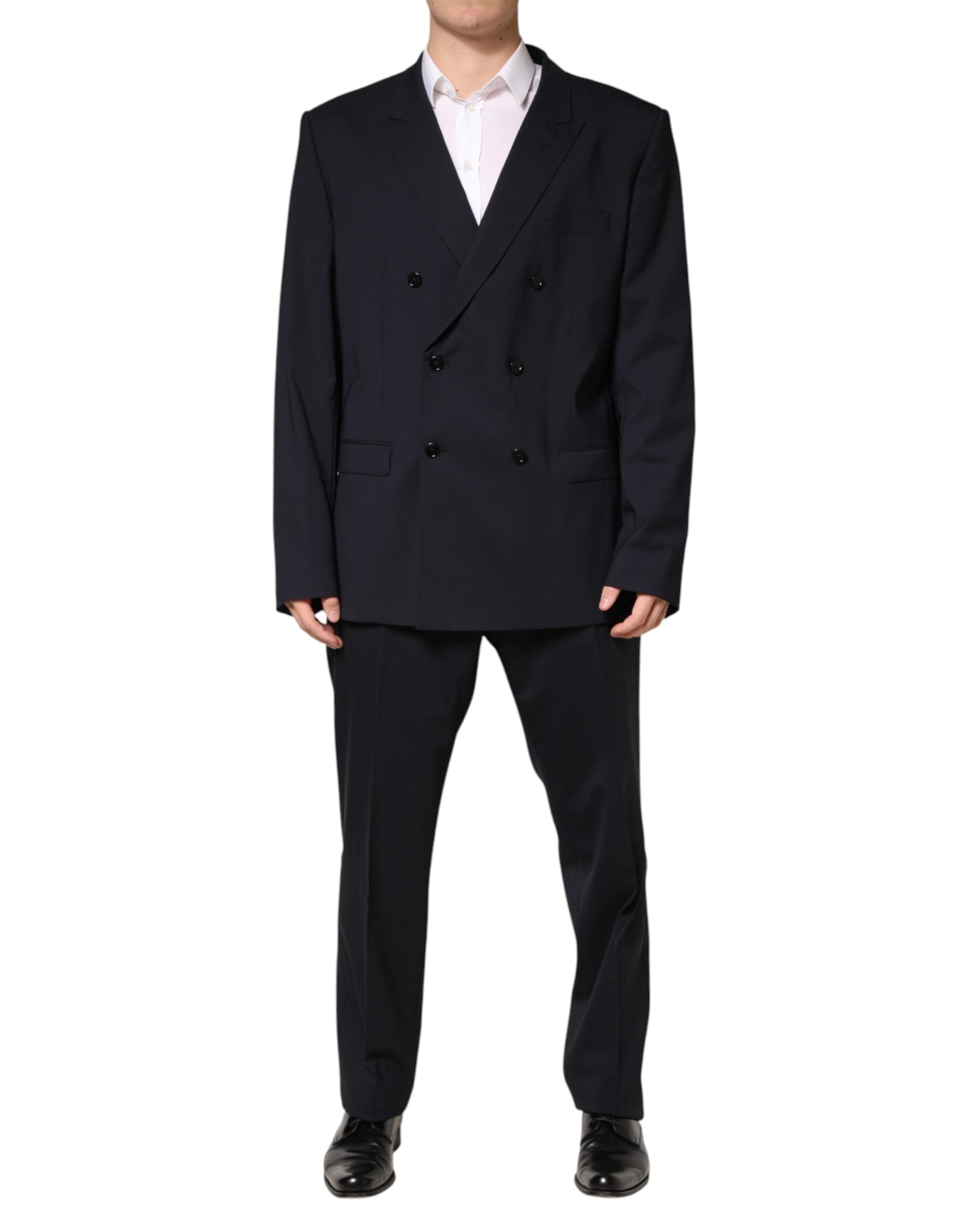 Dolce & Gabbana Blue Wool Double Breasted 2 Piece Men Suit