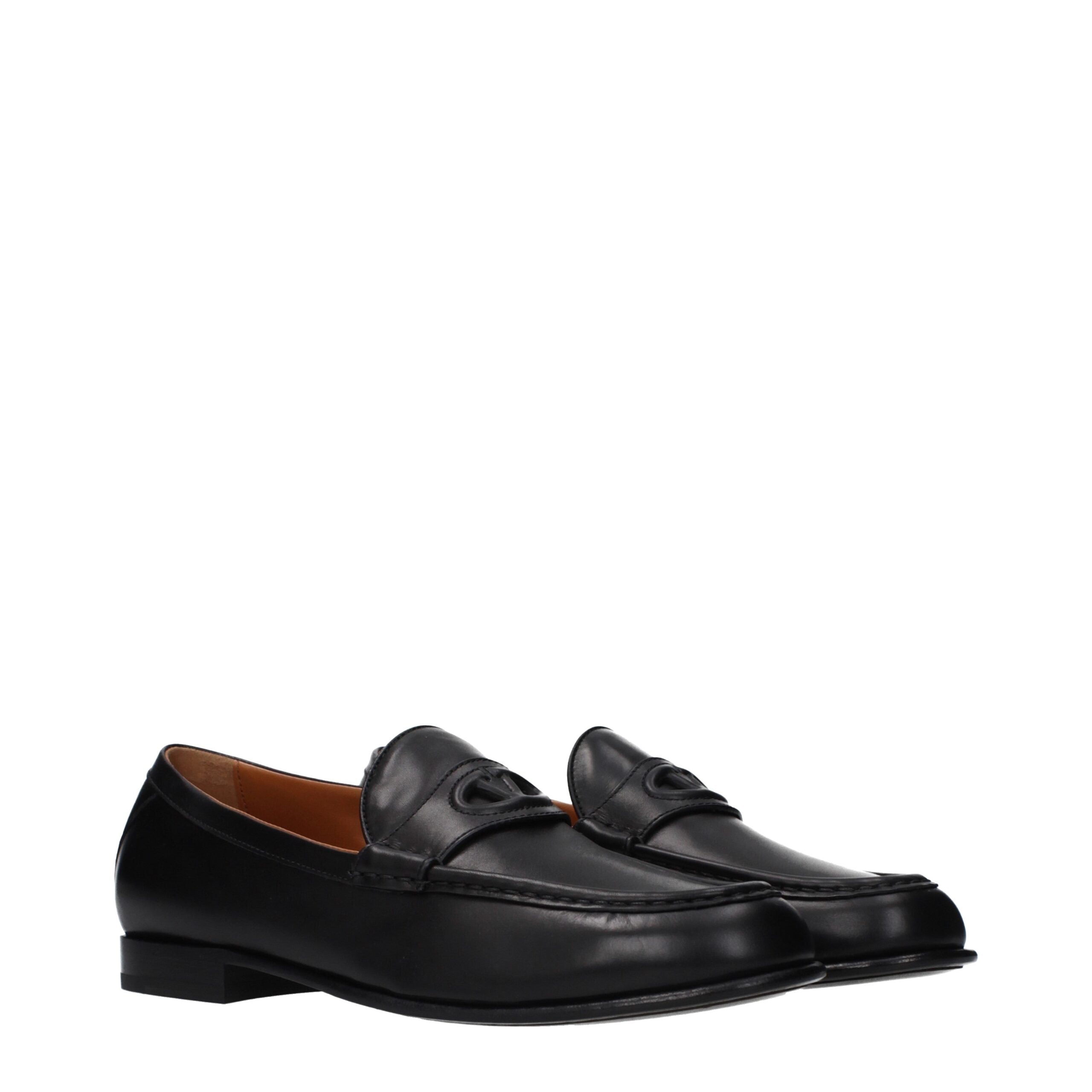 Valentino Garavani Black Leather Slip-On Loafers