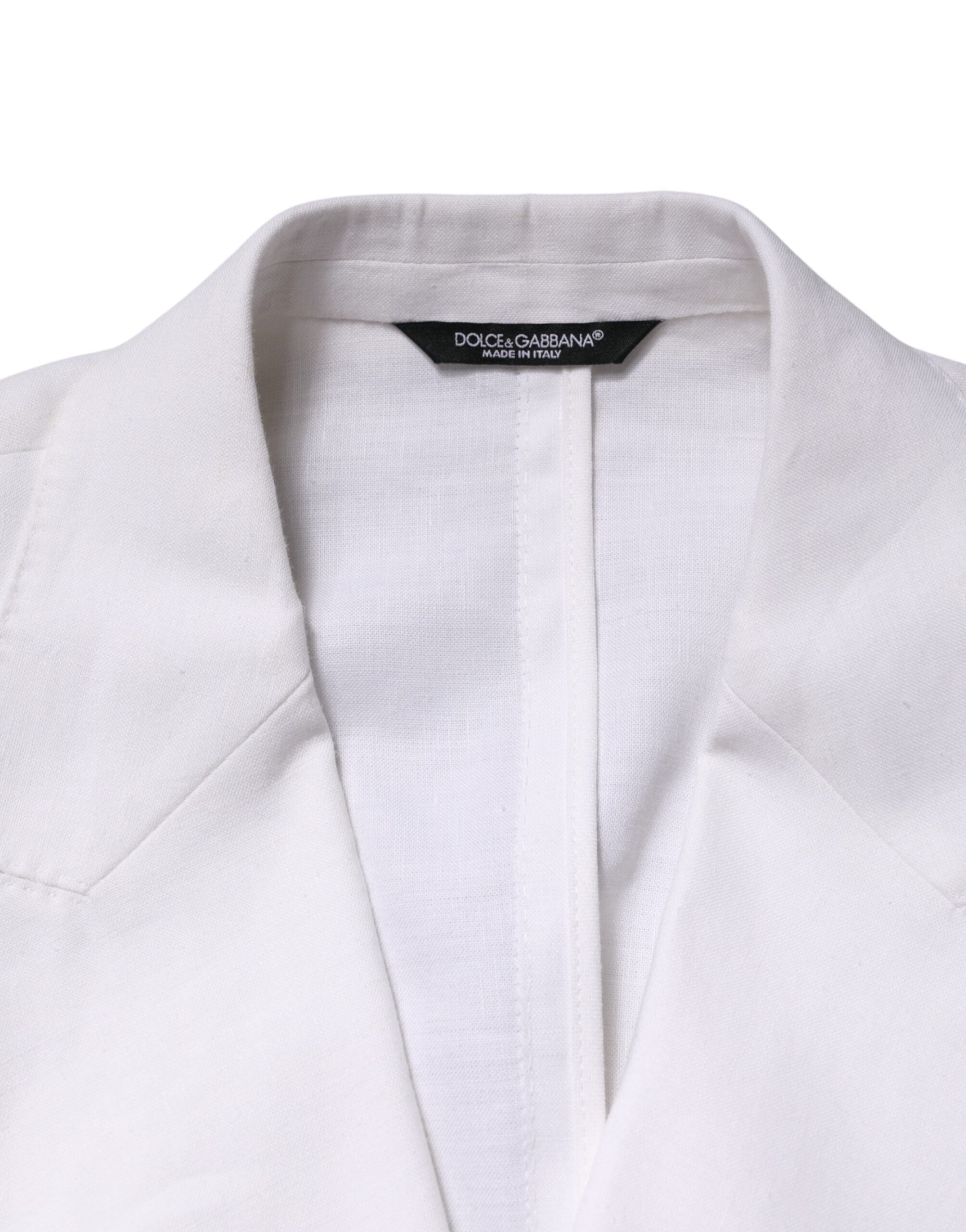 Dolce & Gabbana White Linen Double Breasted 2 Button Blazer