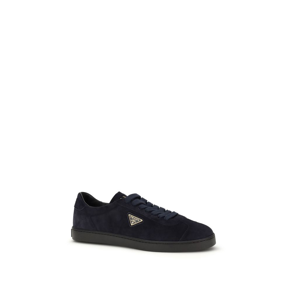 Prada Blue Calf Leather Bos Taurus Sneakers